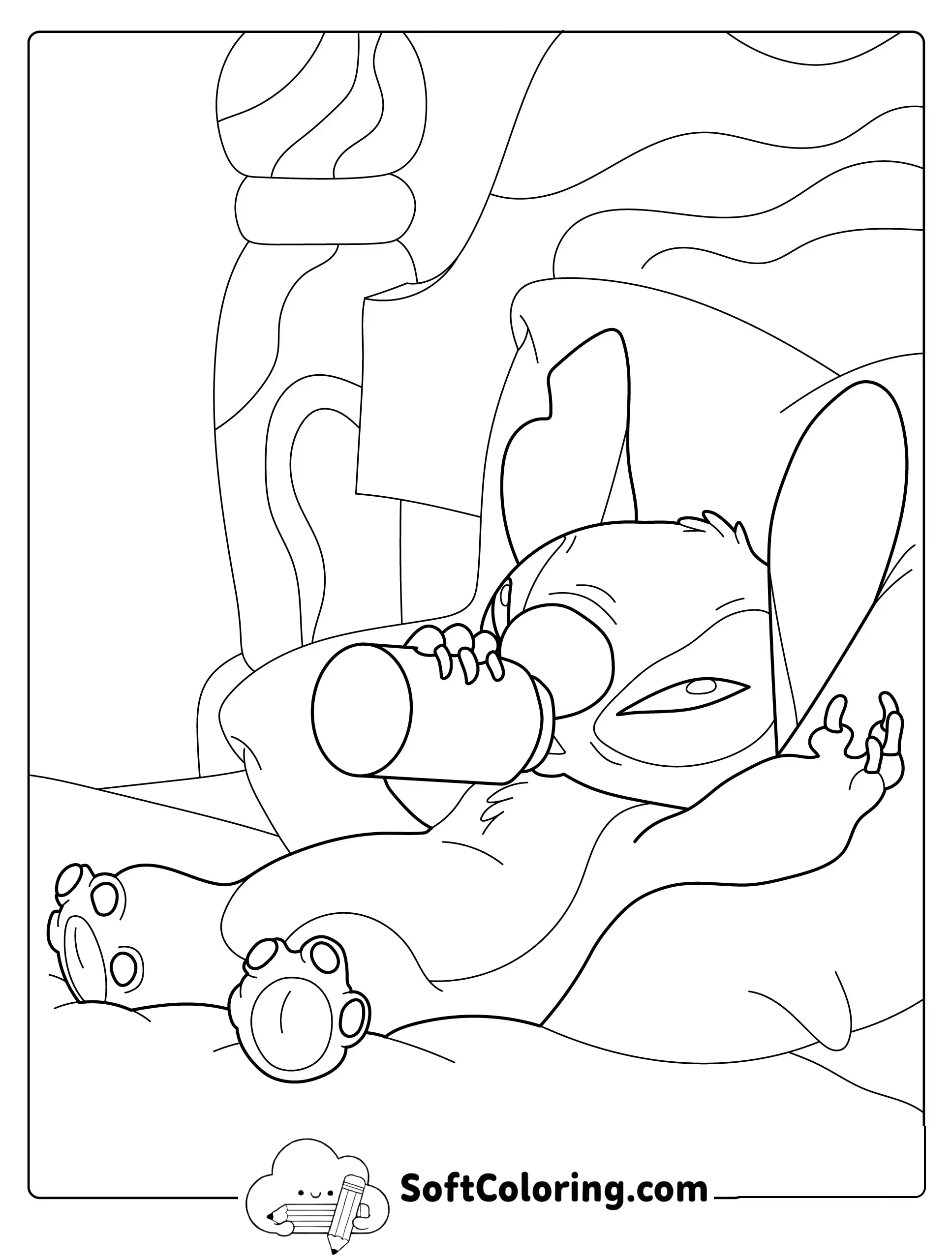 Stitch Resting in Bed