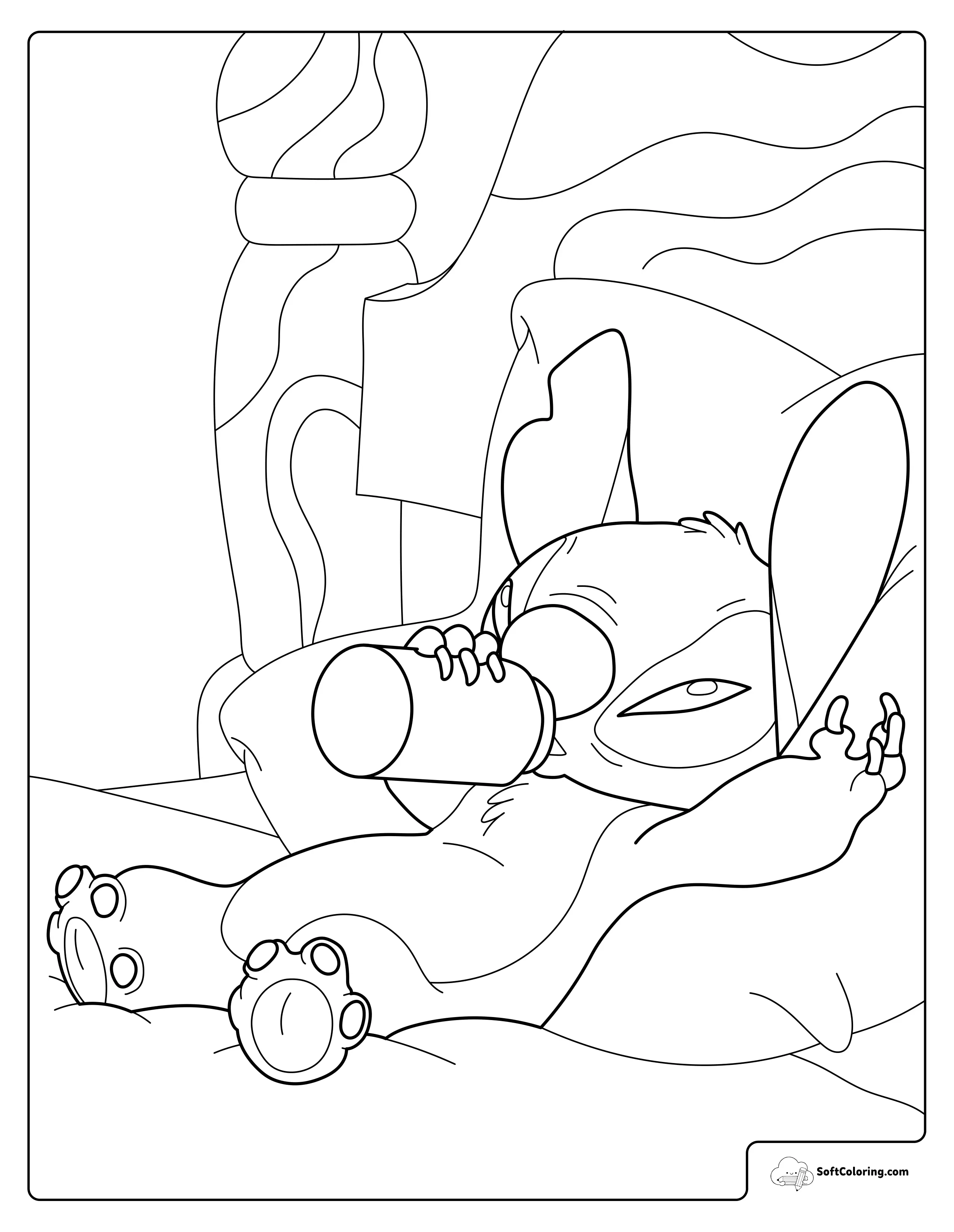 Stitch Resting In Bed