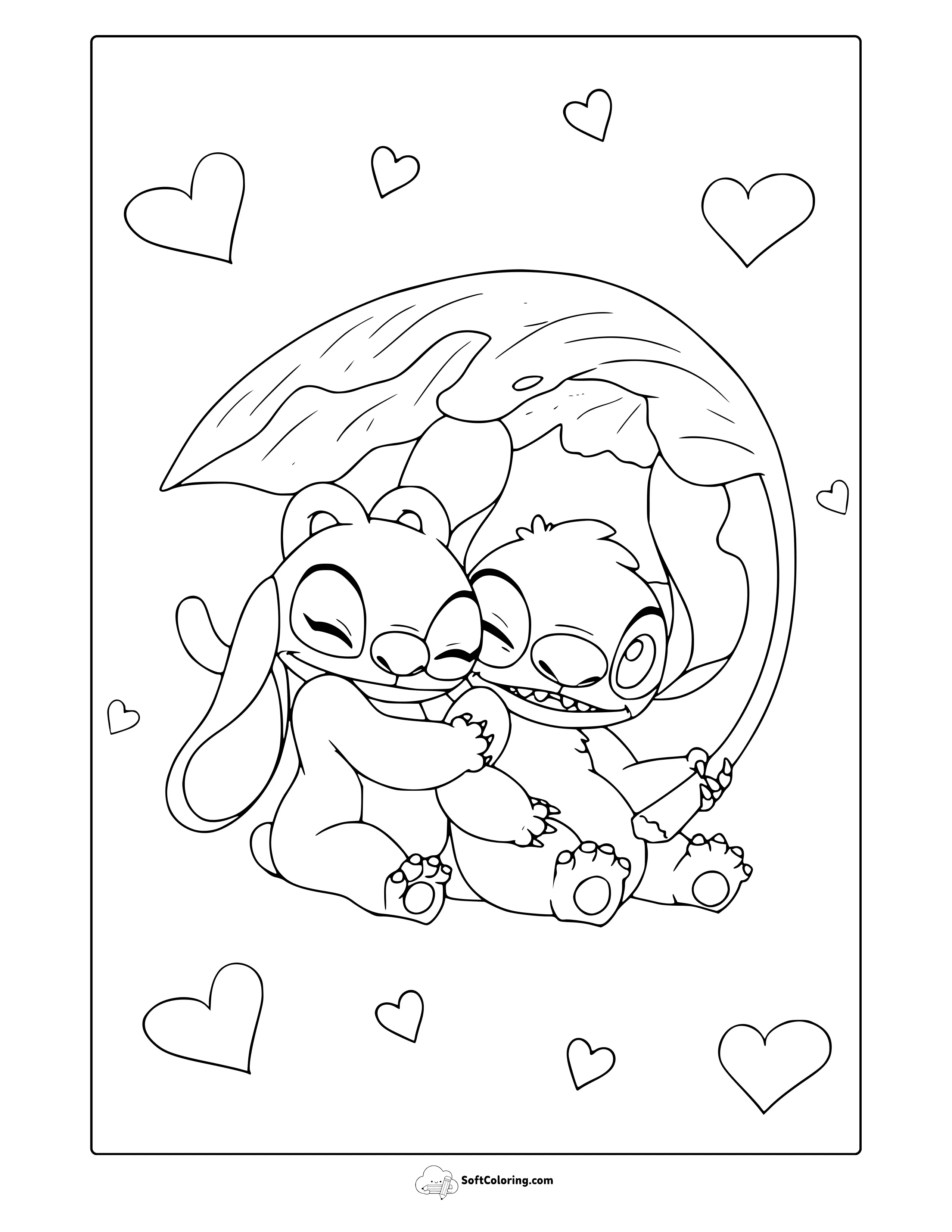 Stitch And Angel Coloring Page