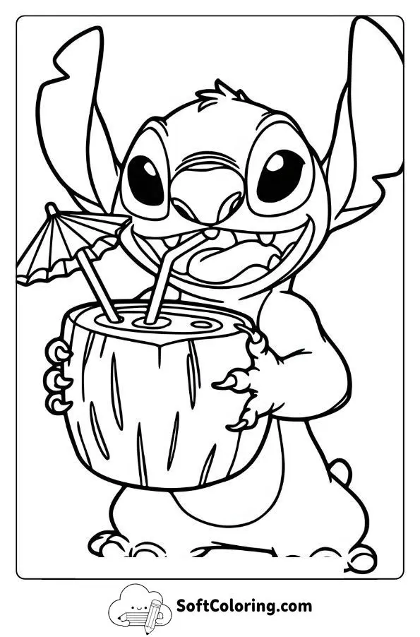 Stitch With A Coconut Drink