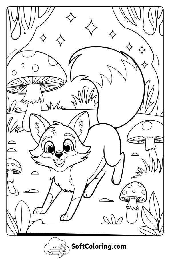 Tails the Fox Playing in a Magical Forest