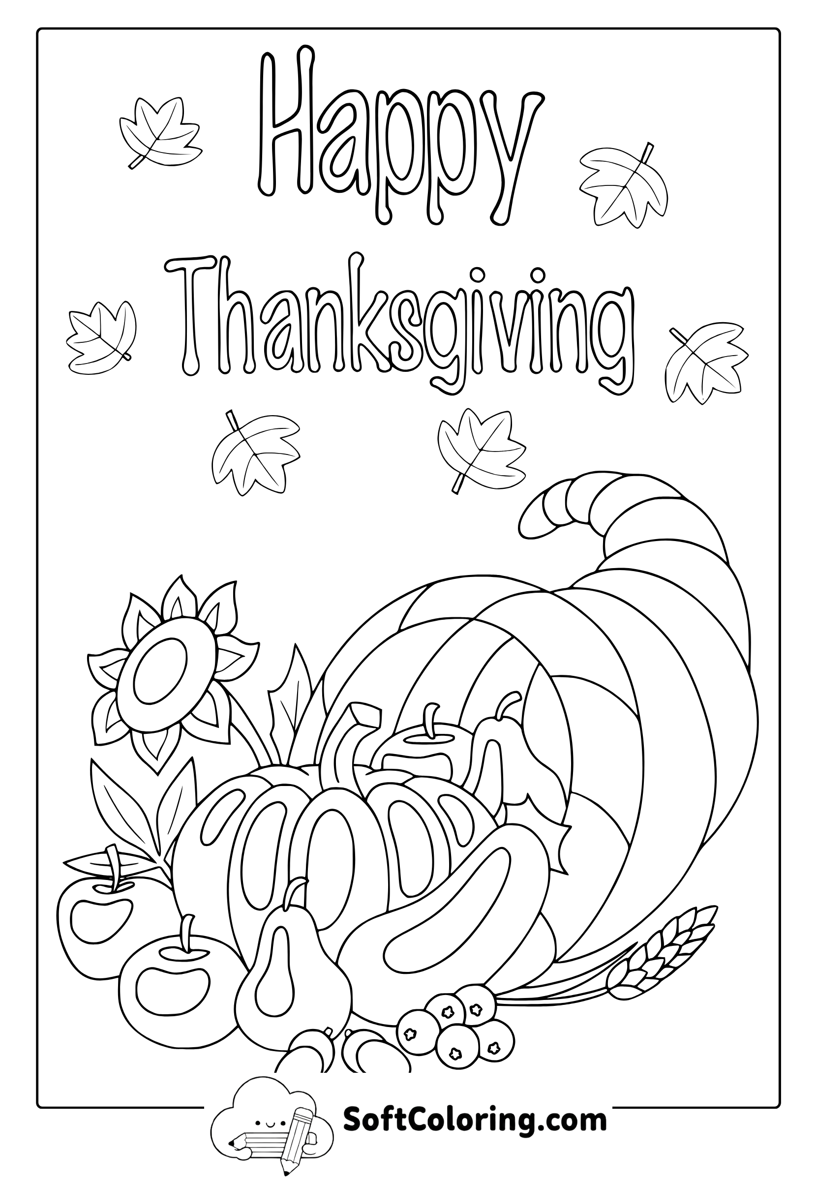 Thanksgiving Cornucopia Coloring Page