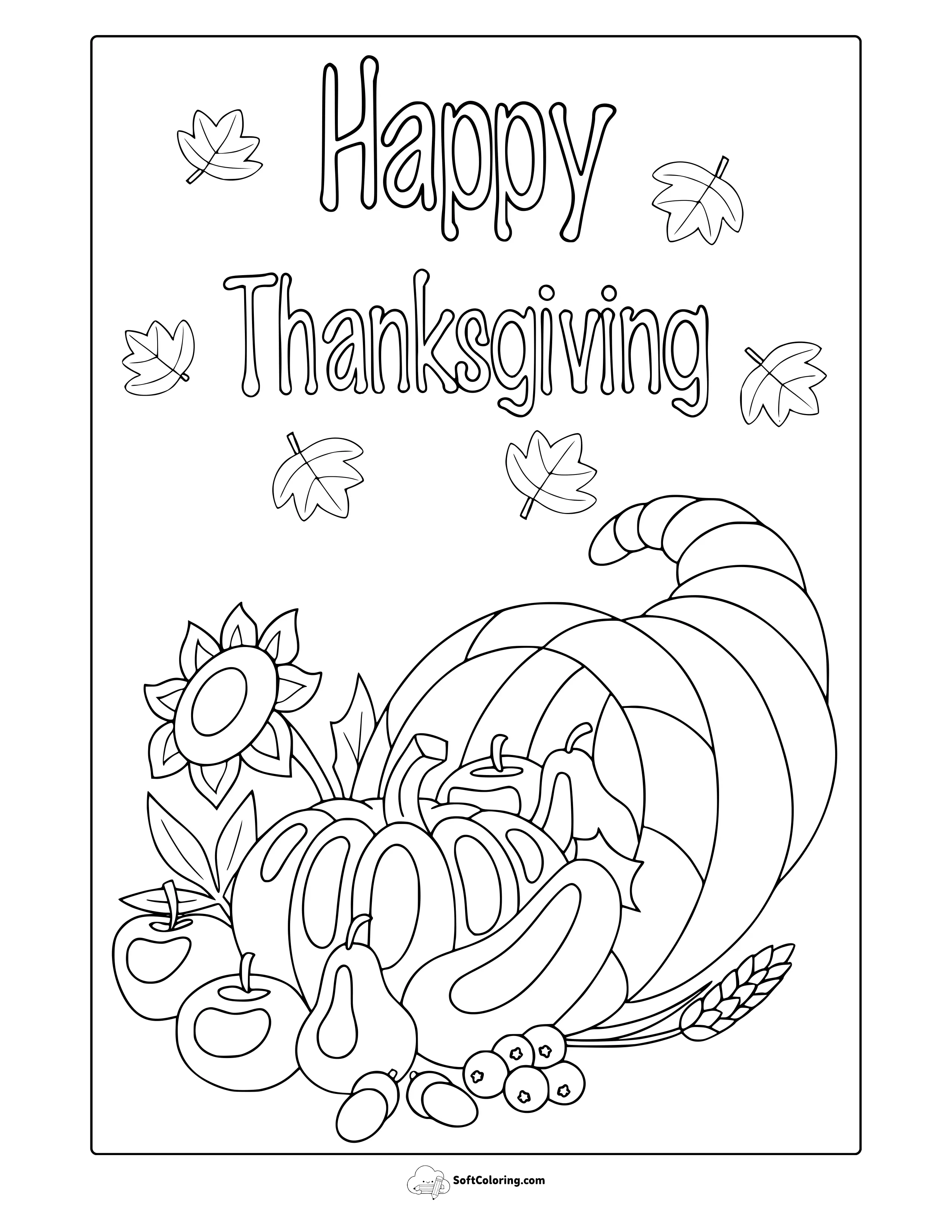 Thanksgiving Cornucopia Coloring Page