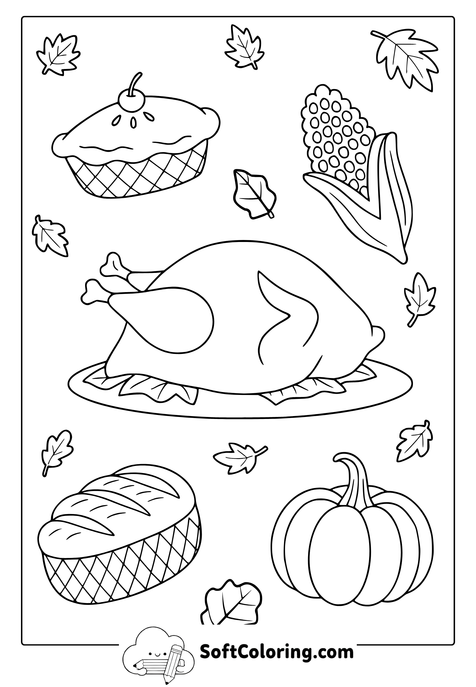 Thanksgiving Foods Coloring Page