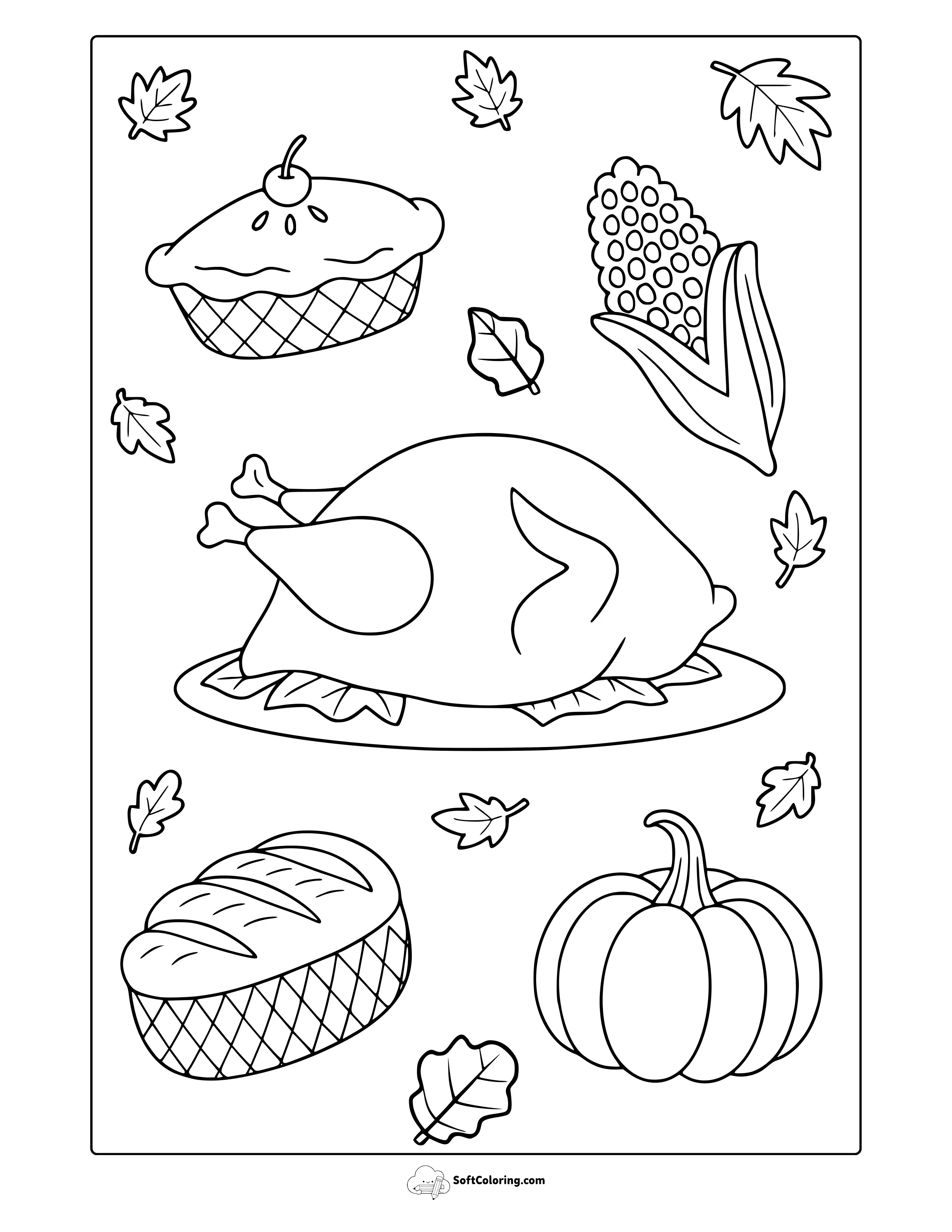 Thanksgiving Foods Coloring Page
