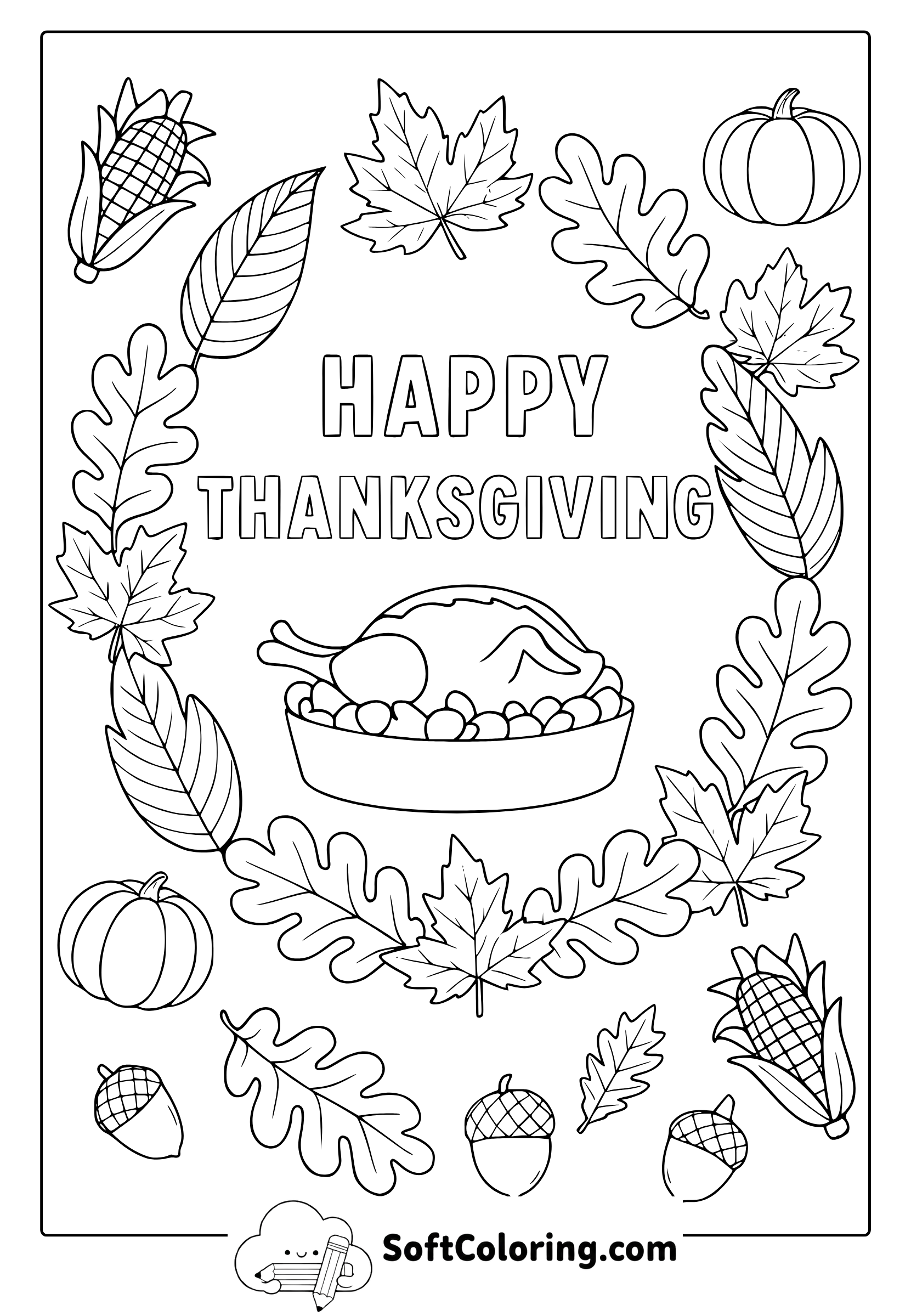 Thanksgiving Leaves Coloring Page