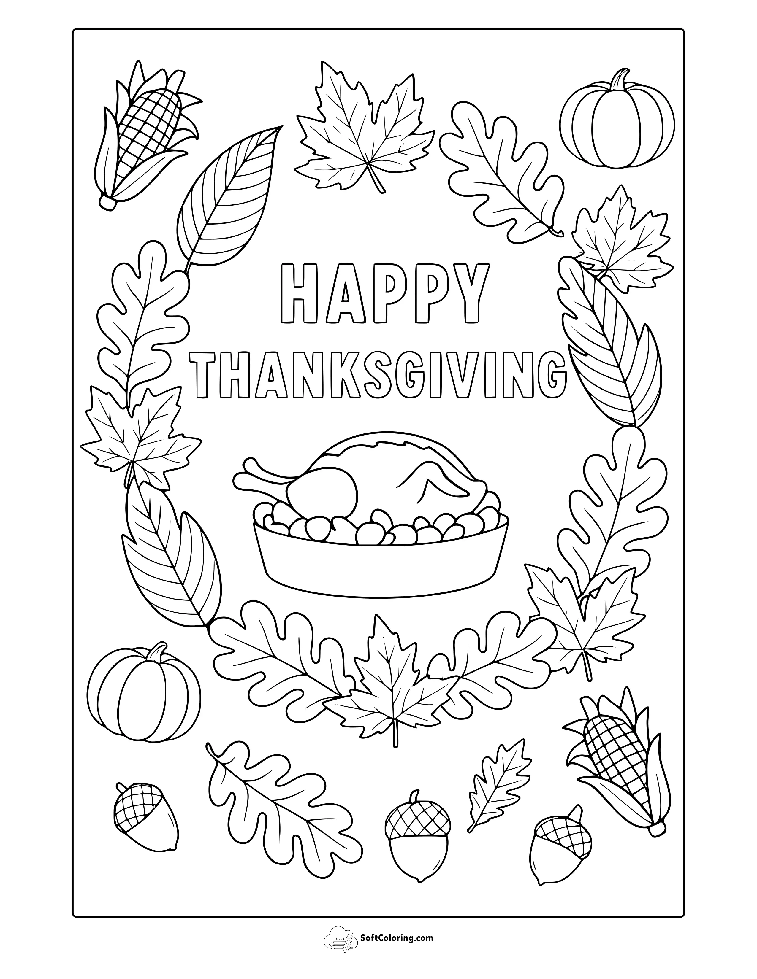 Thanksgiving Leaves Coloring Page