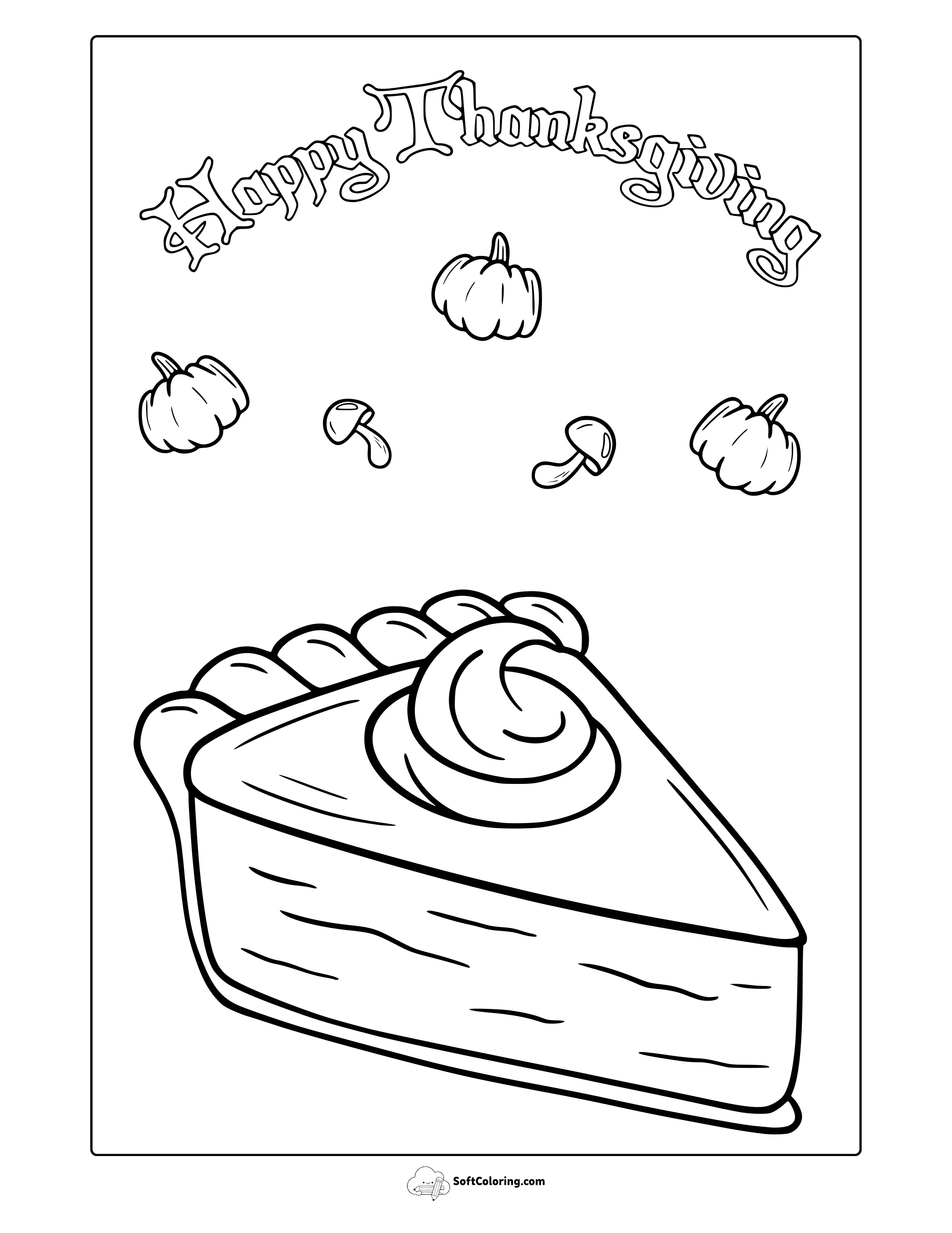 Thanksgiving Pumpkin Pie Slice Coloring Page