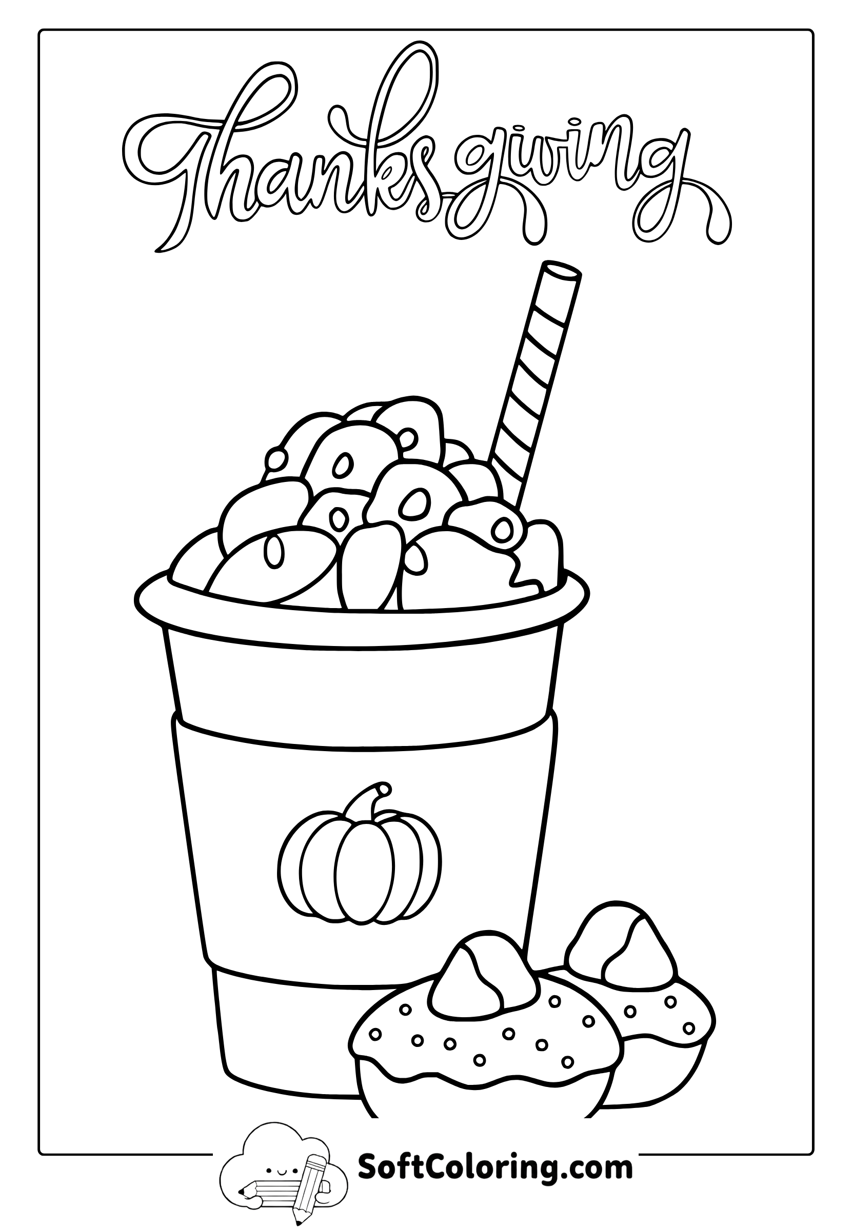 Thanksgiving Pumpkin Spice Latte Coloring Page