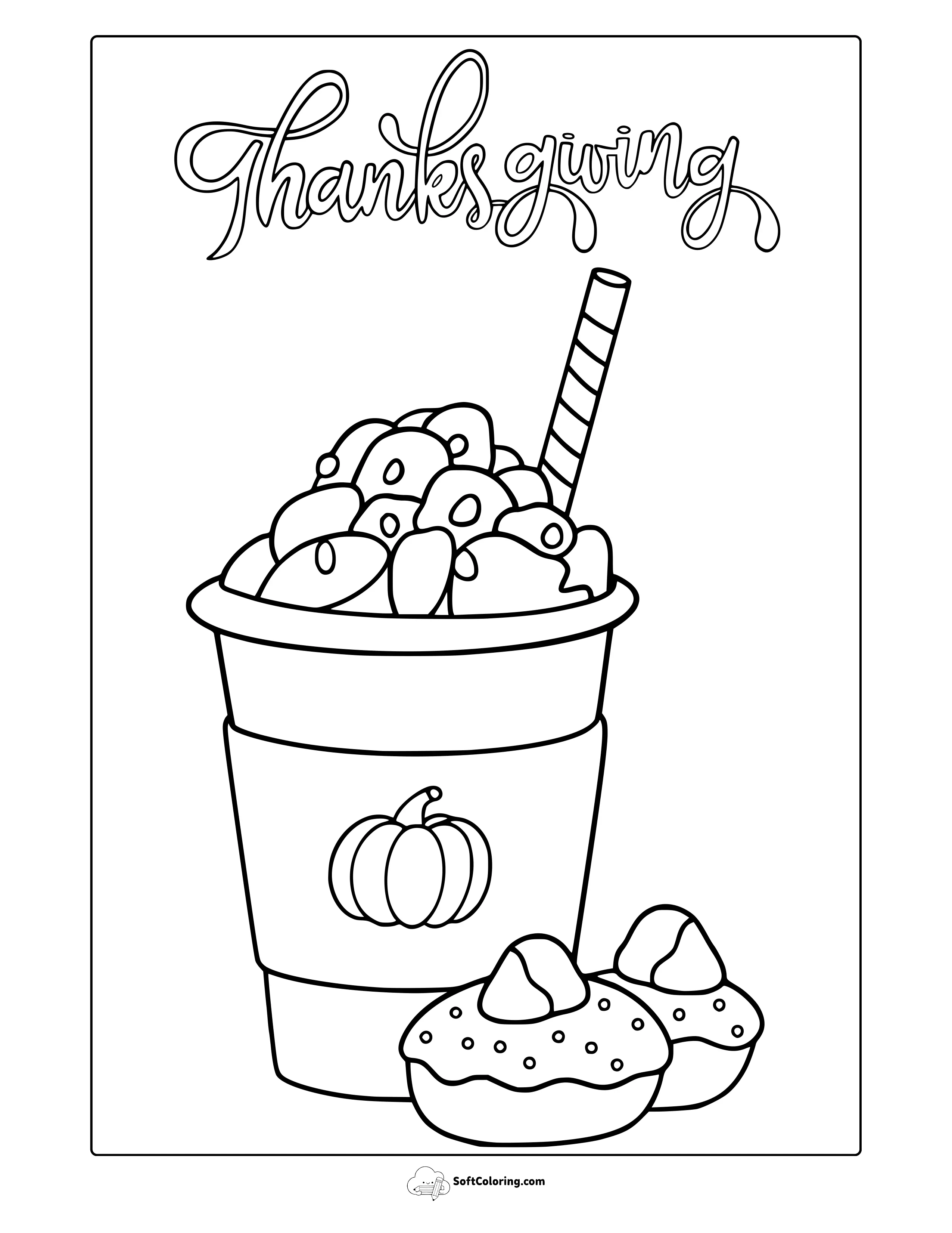 Thanksgiving Pumpkin Spice Latte Coloring Page
