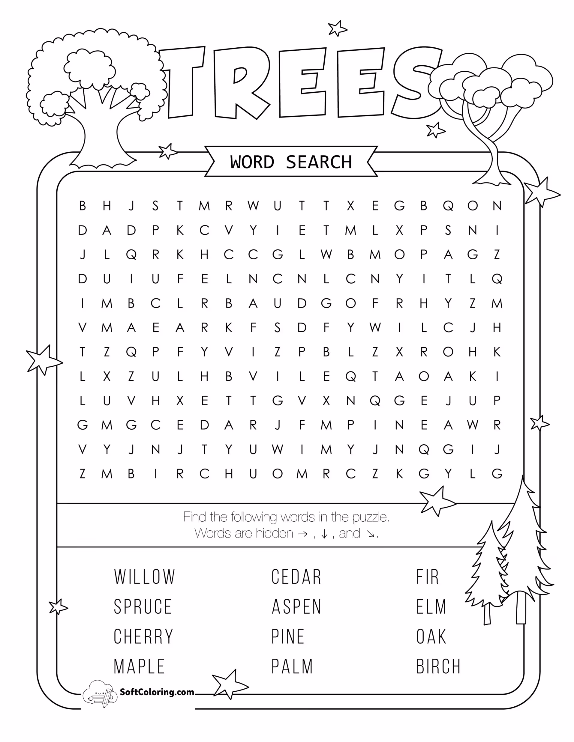 Trees Word Search Puzzle