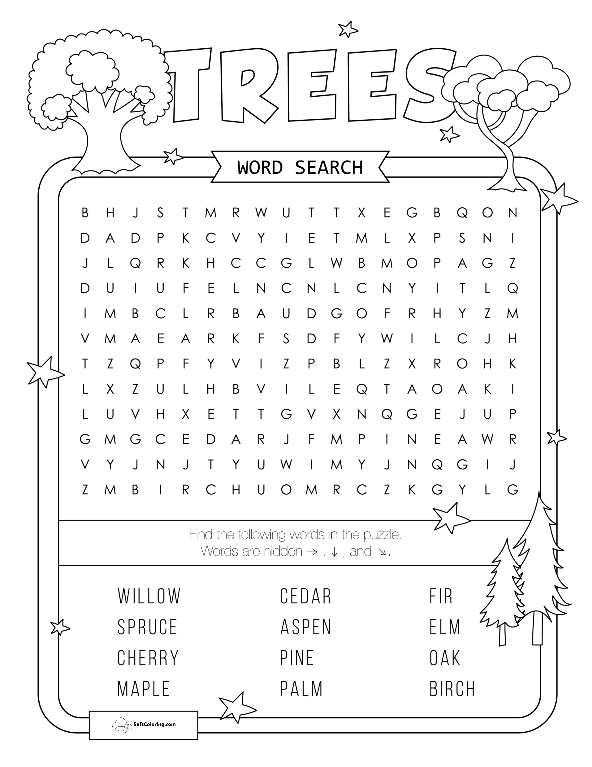 Trees Word Search Puzzle