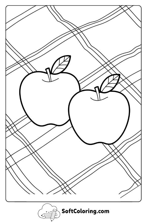 Two Apples Resting on a Checkered Picnic Blanket