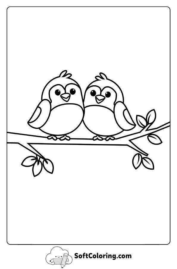 Two Cute Birds Sitting on a Branch