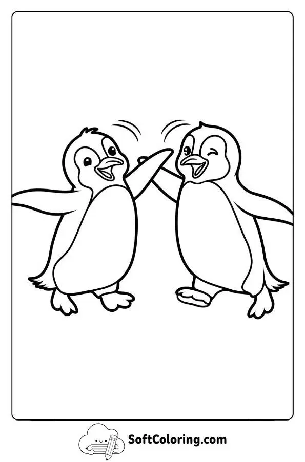 Two Penguins Playing Together