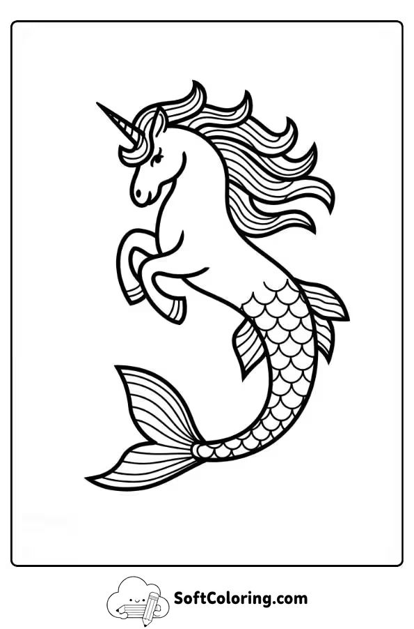 Unicorn Mermaid Coloring Page