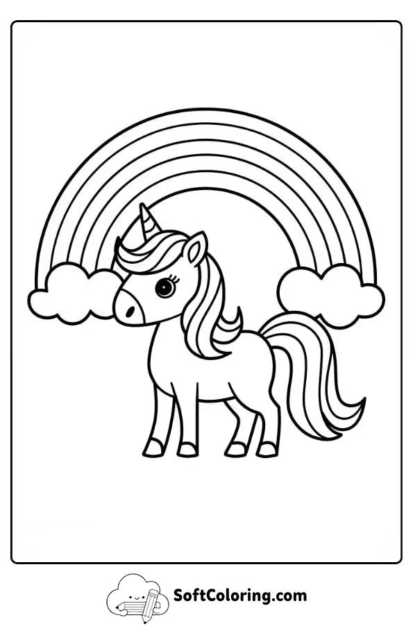 Unicorn Rainbow Coloring Page