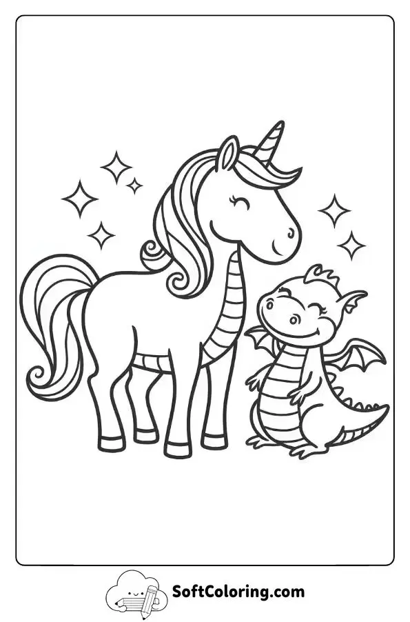 Unicorn And Dragon Friendship