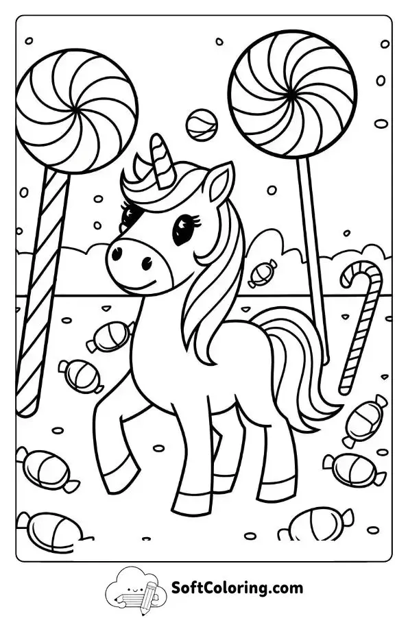 Unicorn With A Candy Land Theme