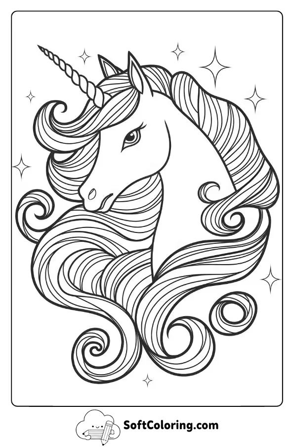 Unicorn with a Flowing Mane