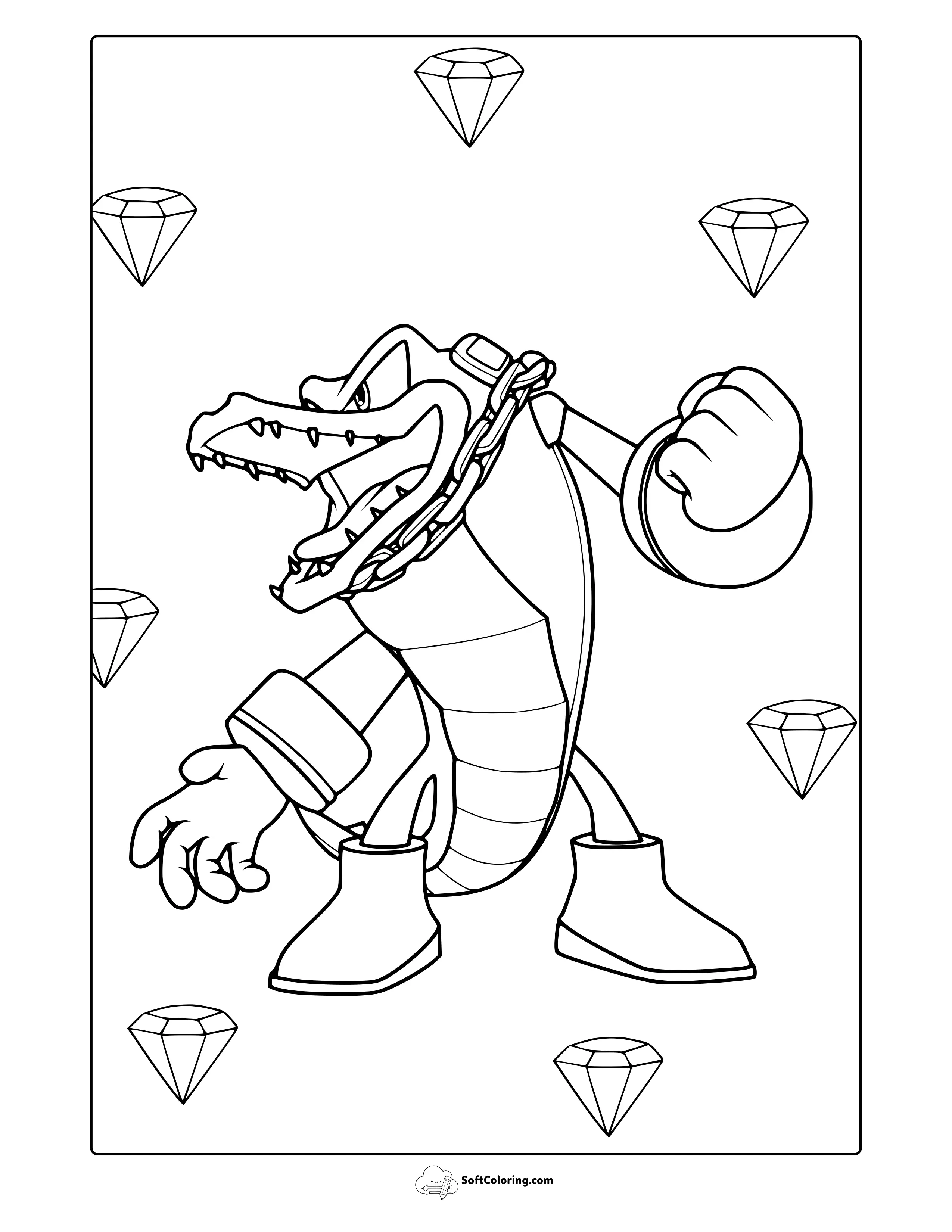 Vector The Crocodile From Sonic Coloring Page
