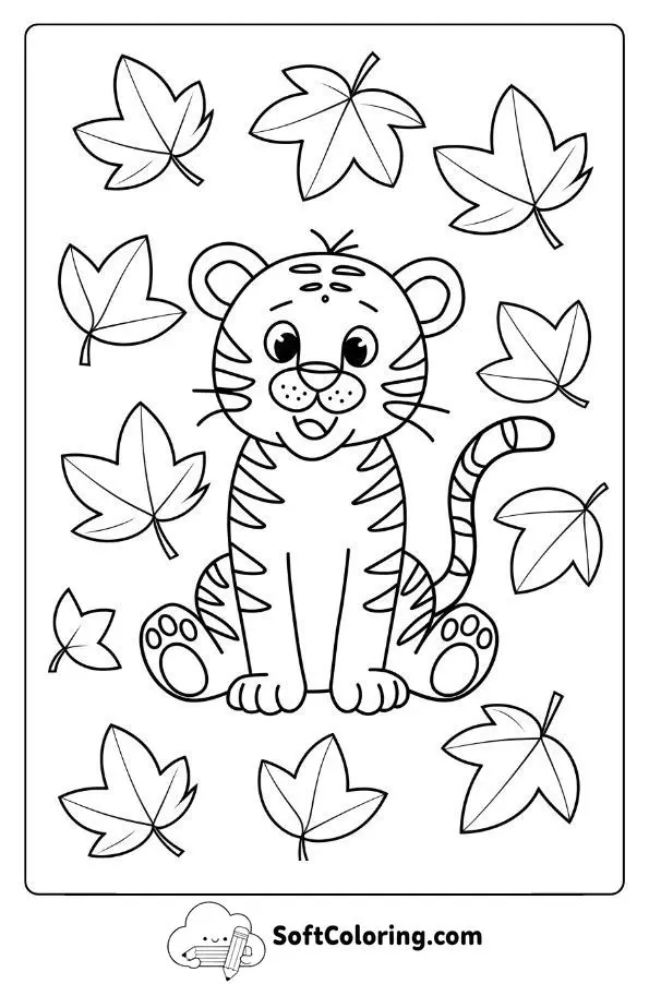 Vibrant Tiger In Autumn Leaves