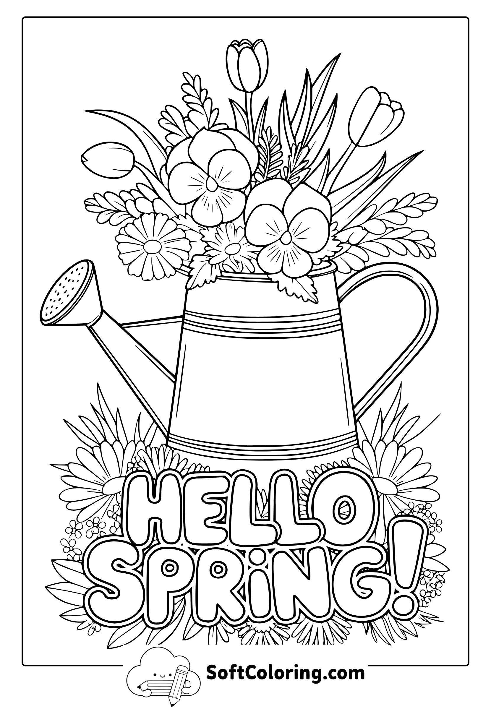 Watering Can with Flowers