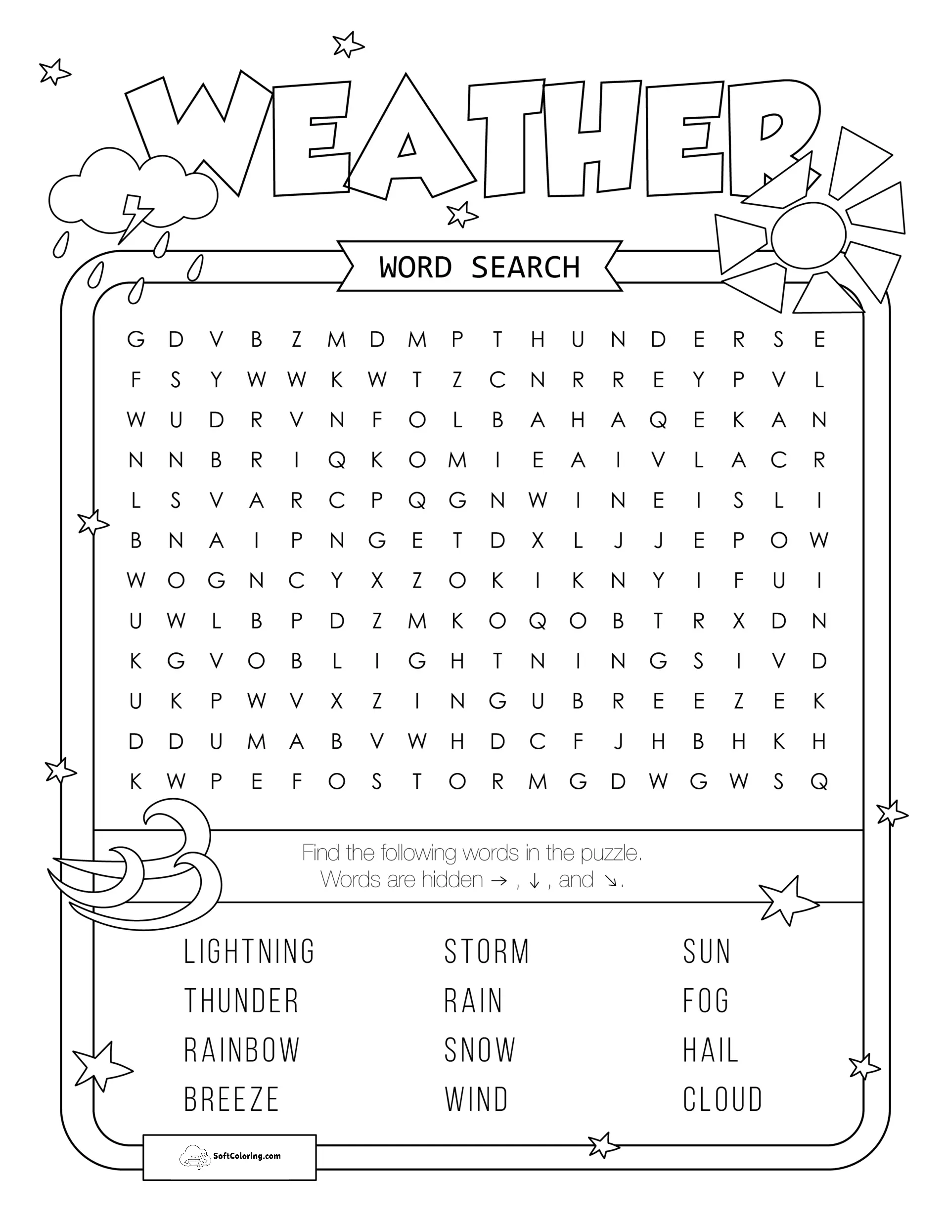 Weather Word Search Puzzle