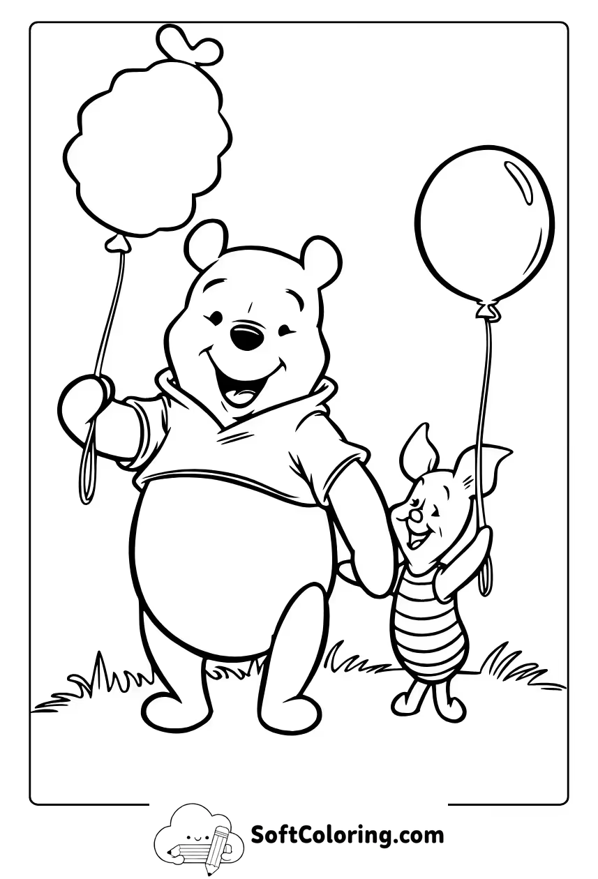 Winnie the Pooh and Piglet Coloring Page
