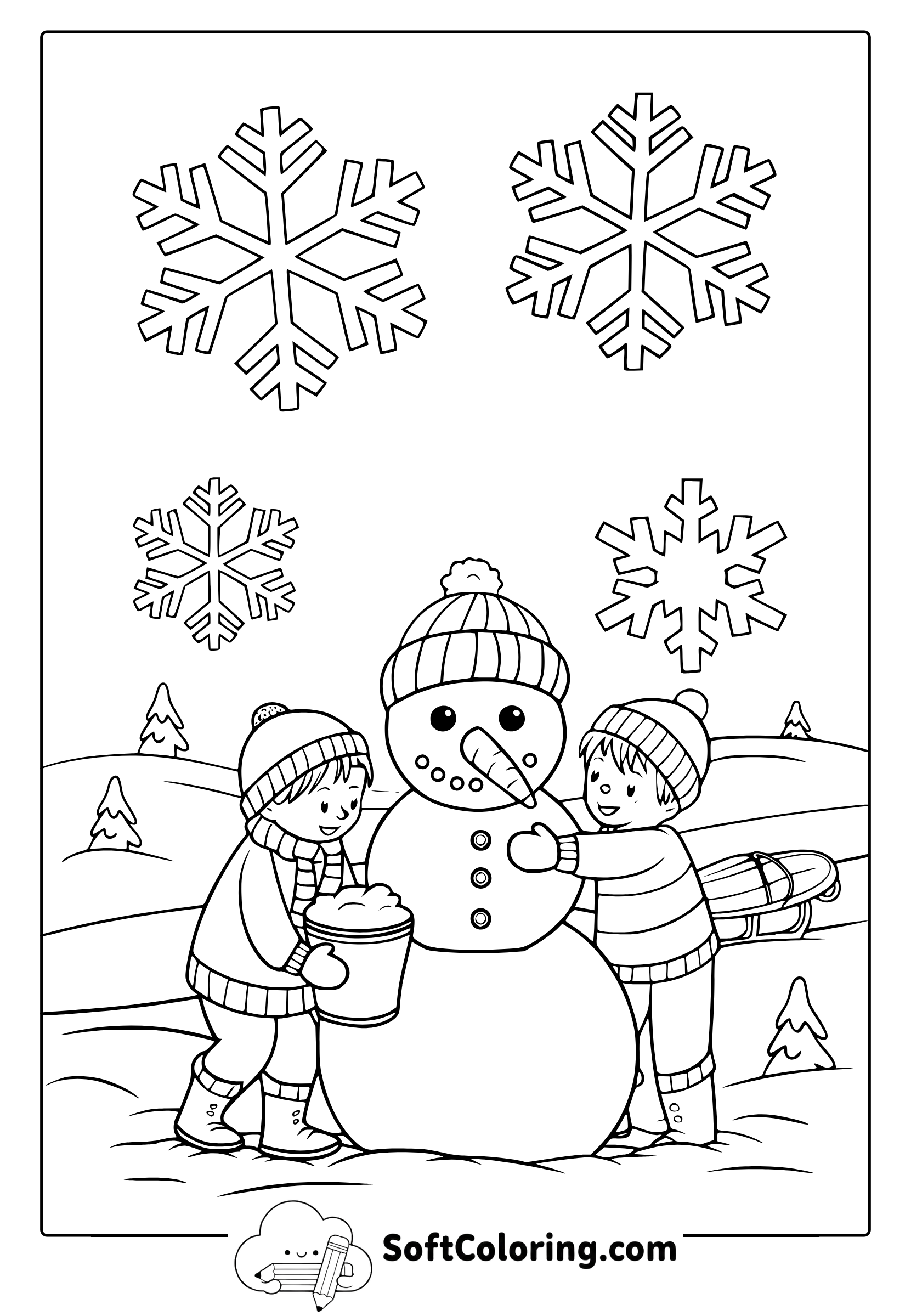 Winter Kids February Coloring Fun
