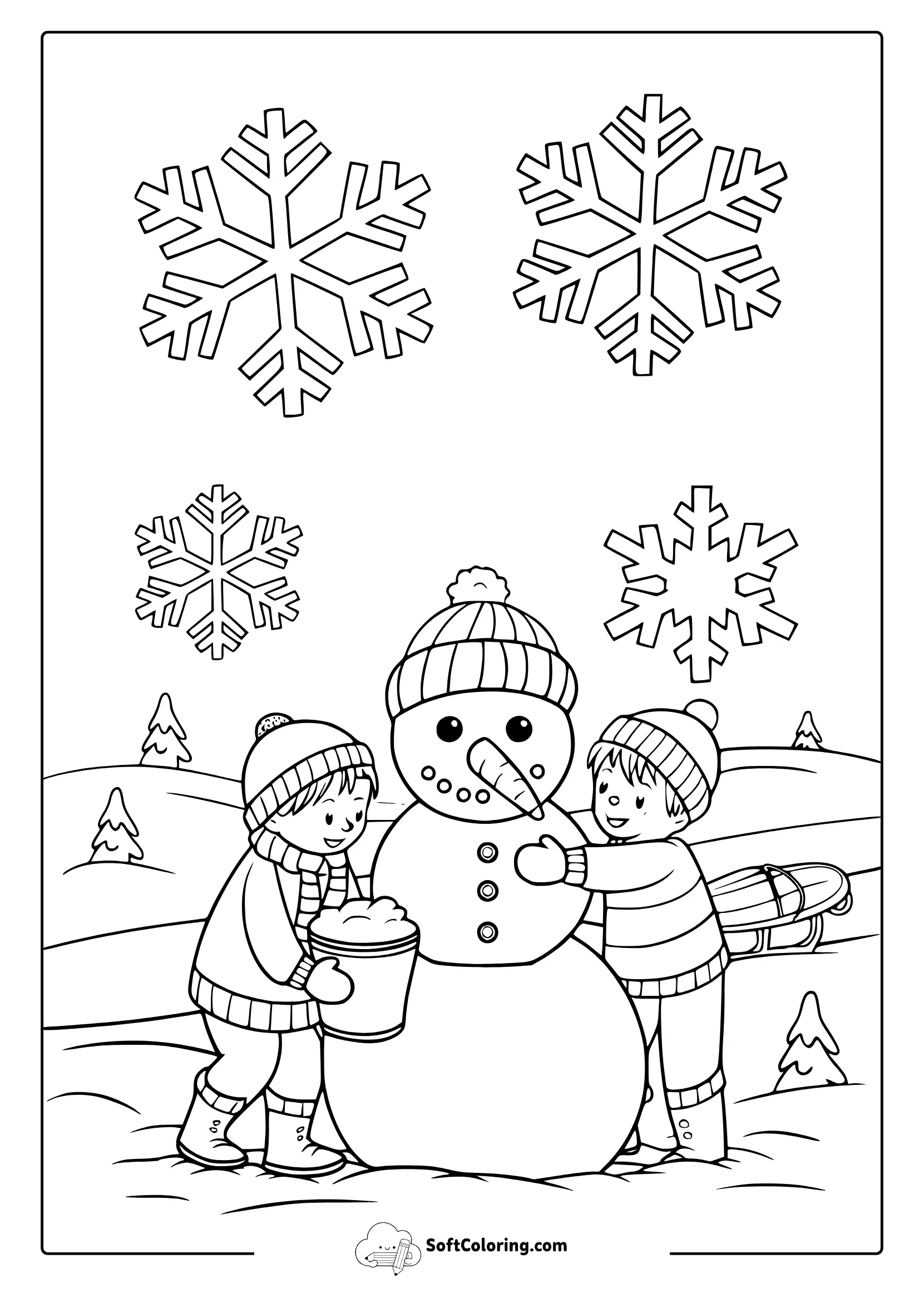 Winter Kids February Coloring Fun