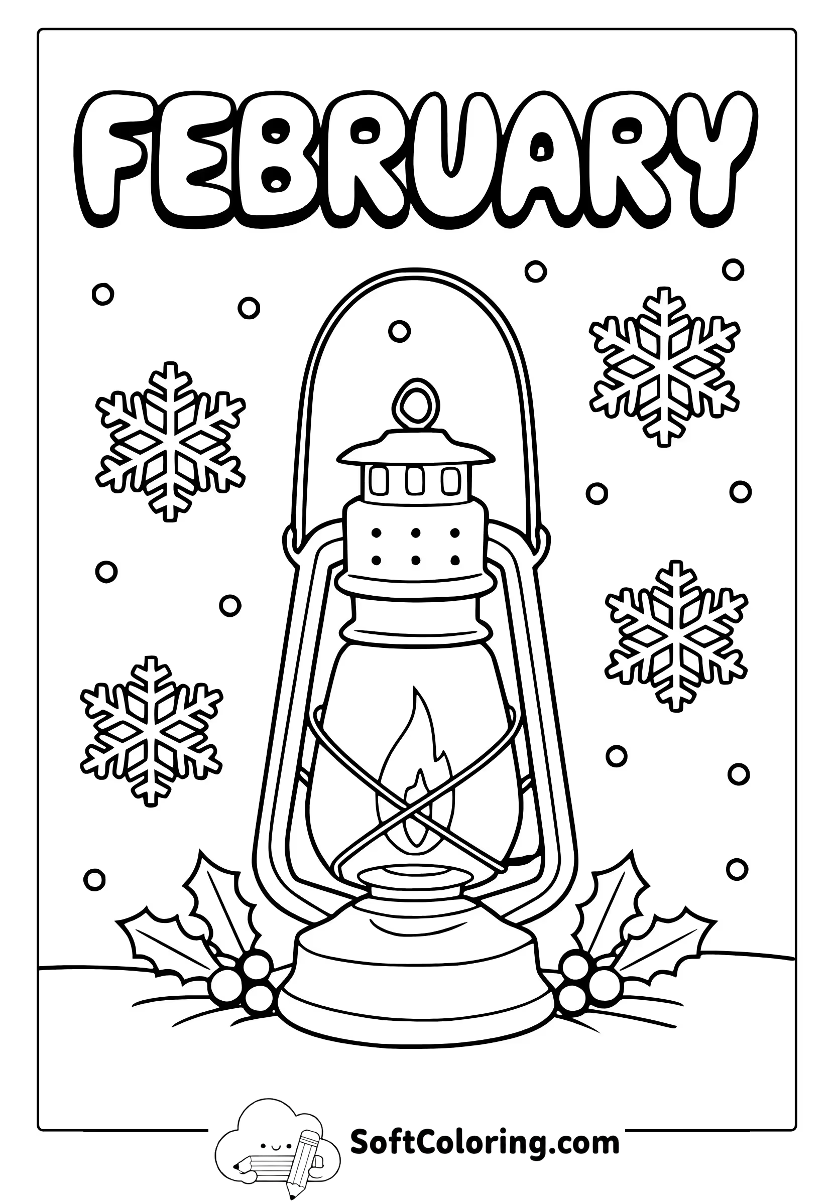 Winter Lantern in February coloring page