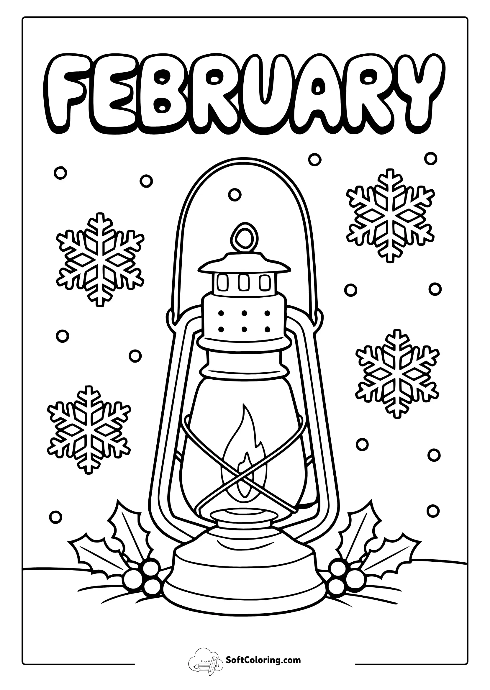 Winter Lantern In February Coloring Page
