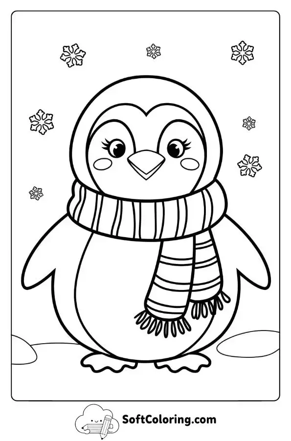 Winter Penguin Wearing A Scarf