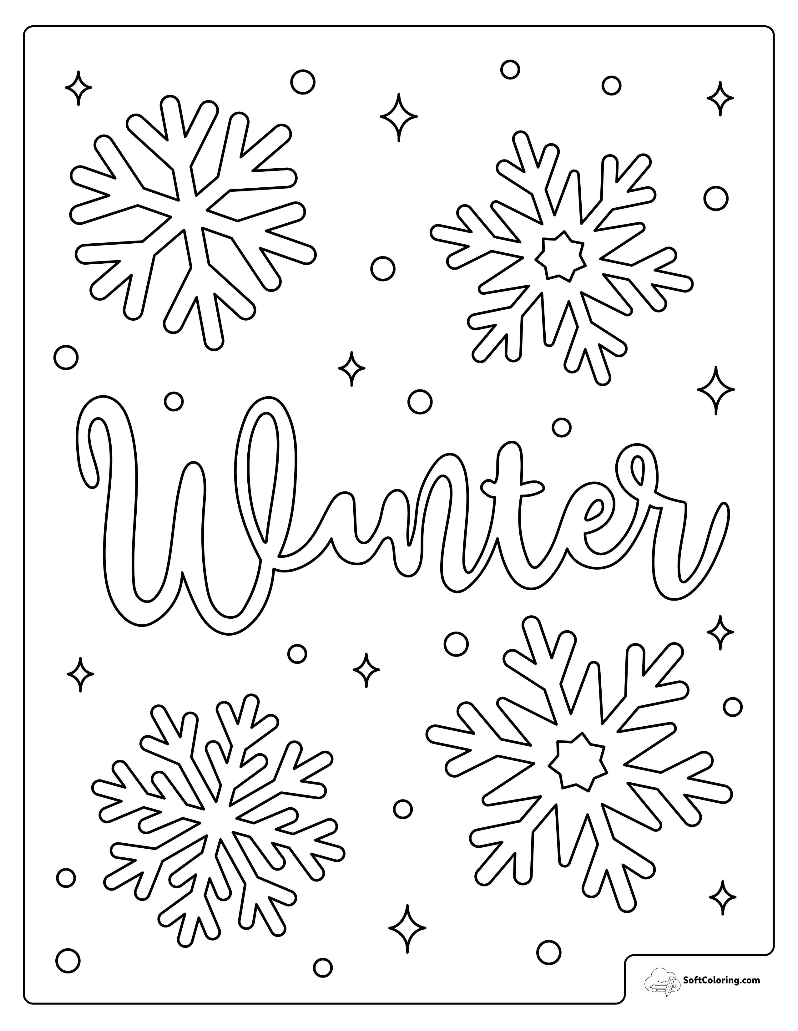 Winter Snowflakes Coloring Page