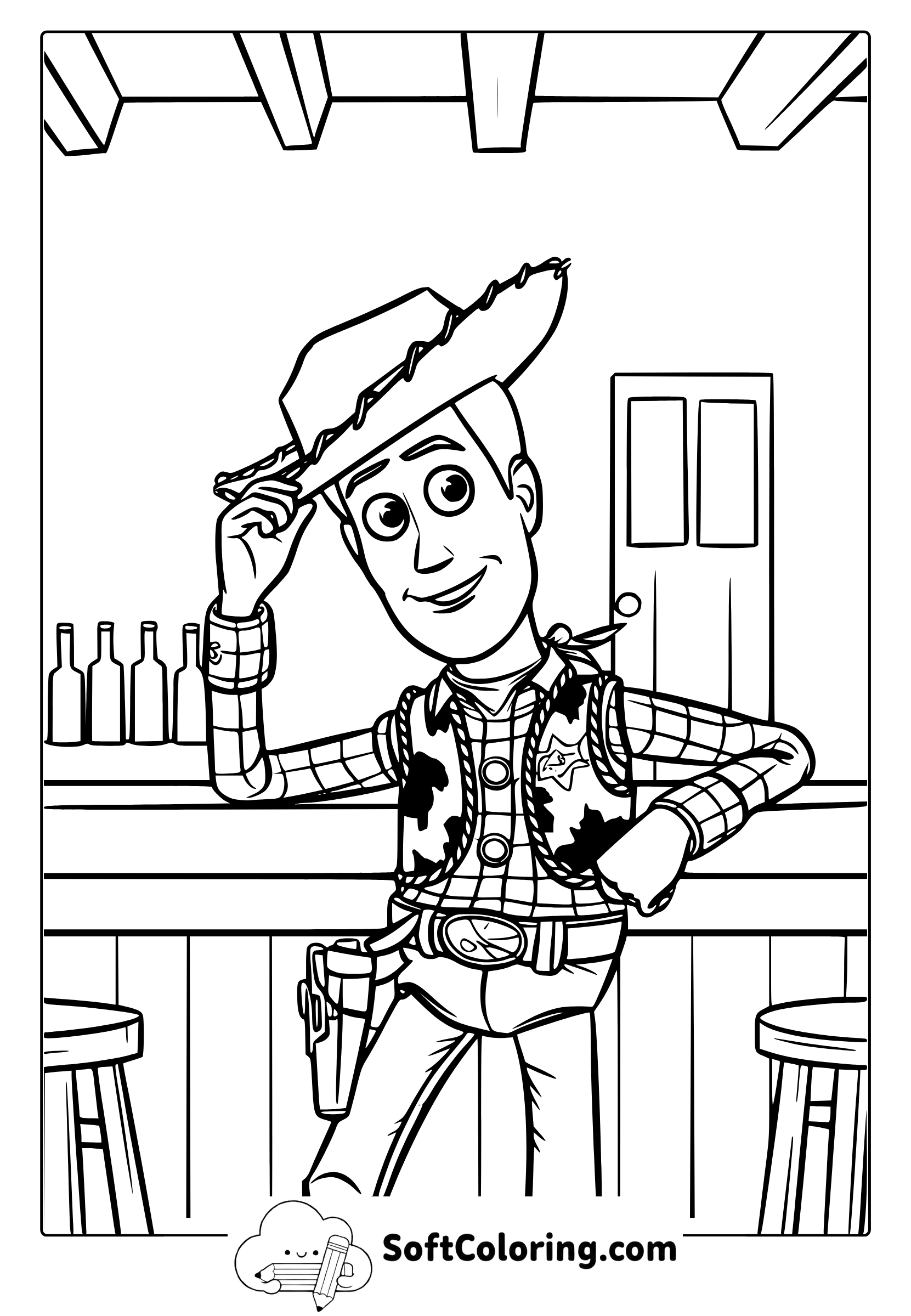 Woody in the Wild West Saloon coloring page