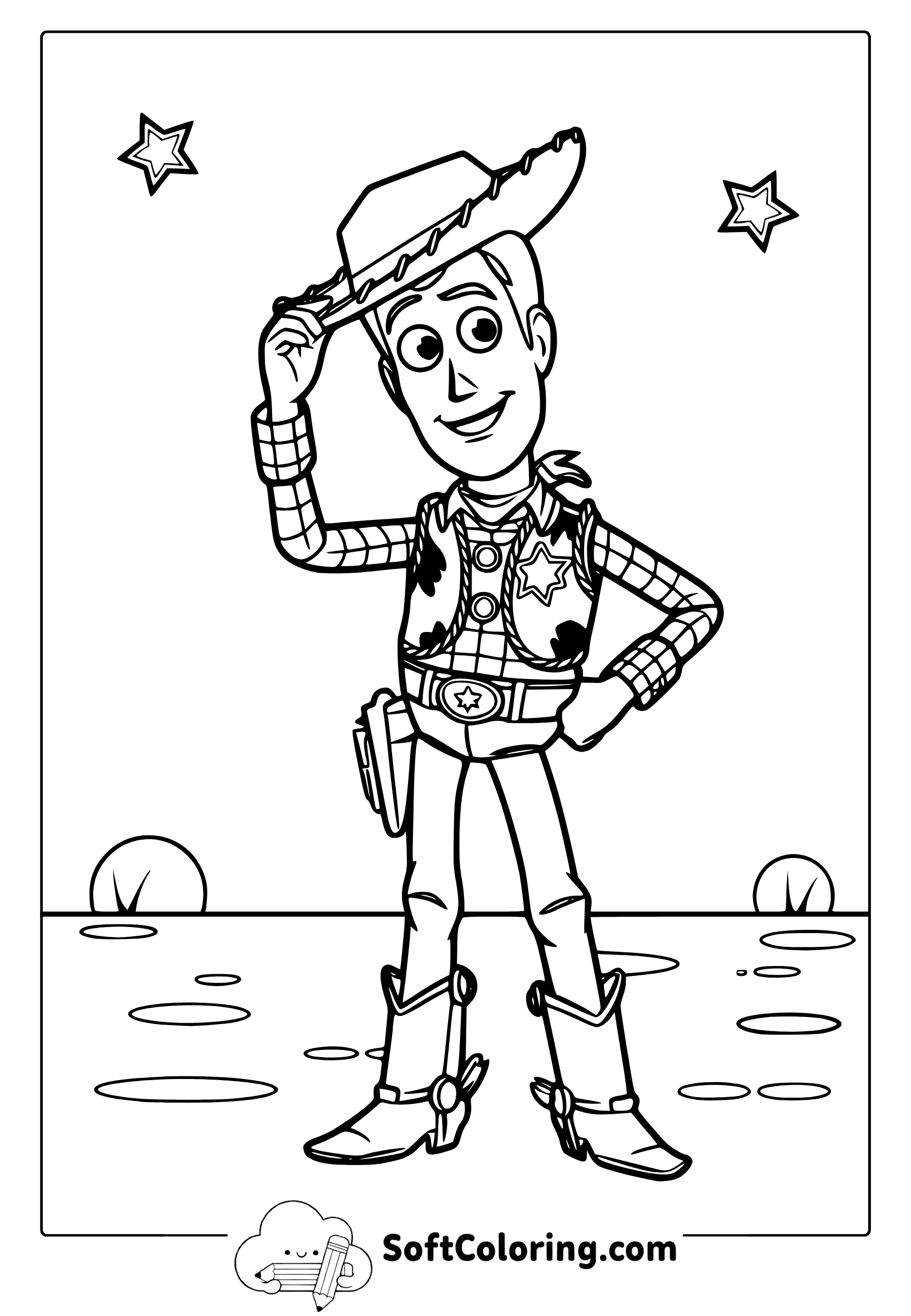 Woody tipping his hat coloring page