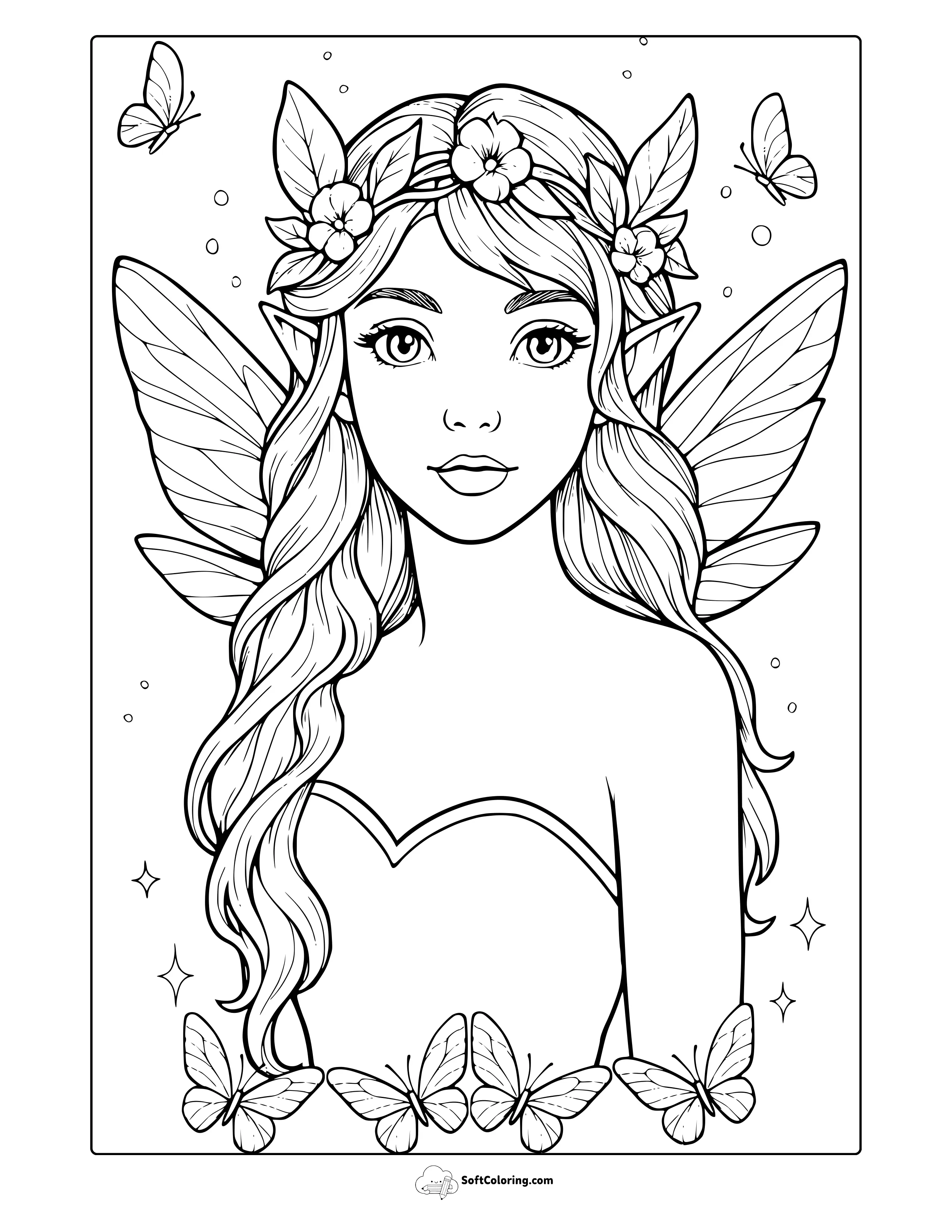 Adorable Fairy Coloring Page