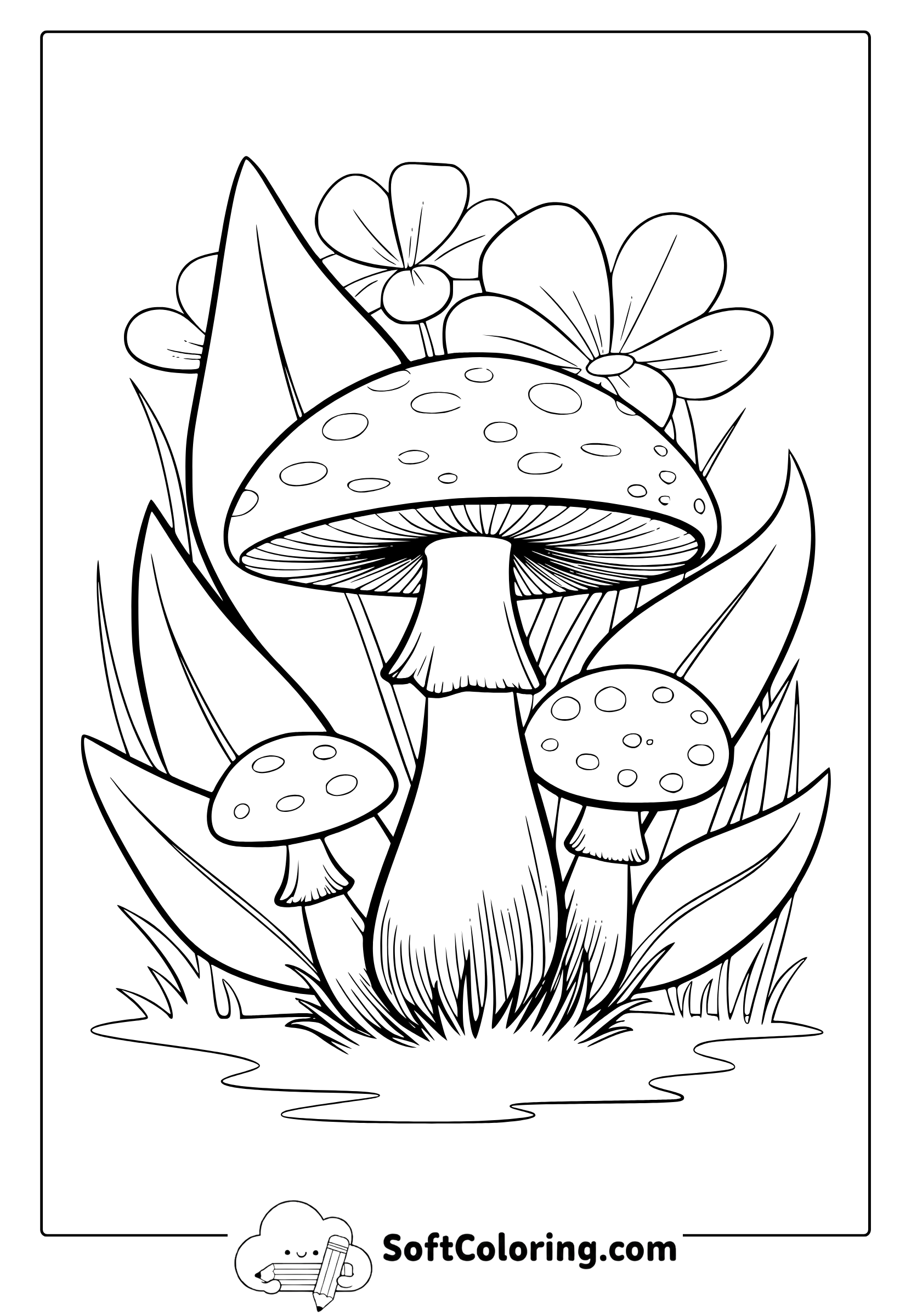 aesthetic mushroom coloring page
