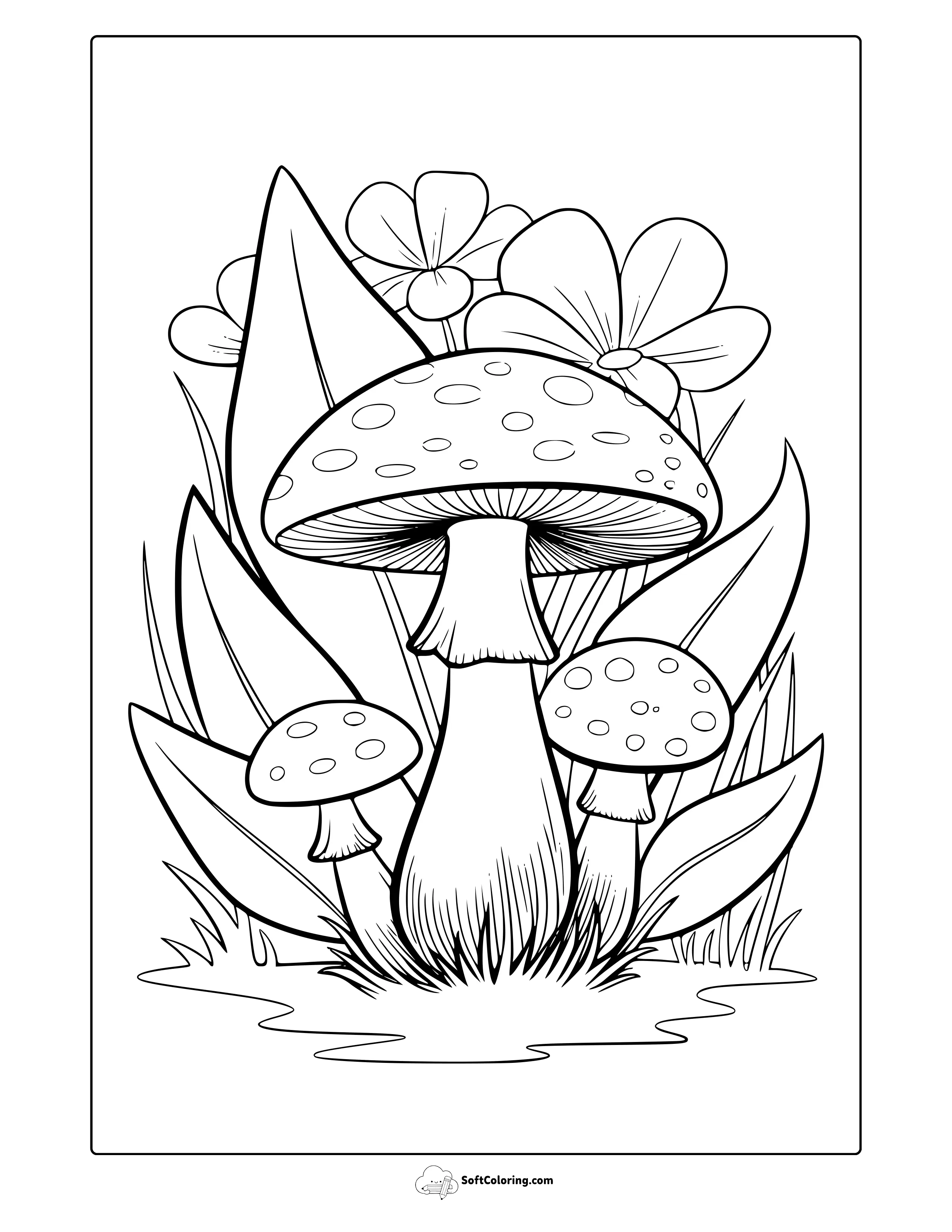 Aesthetic Mushroom Coloring Page