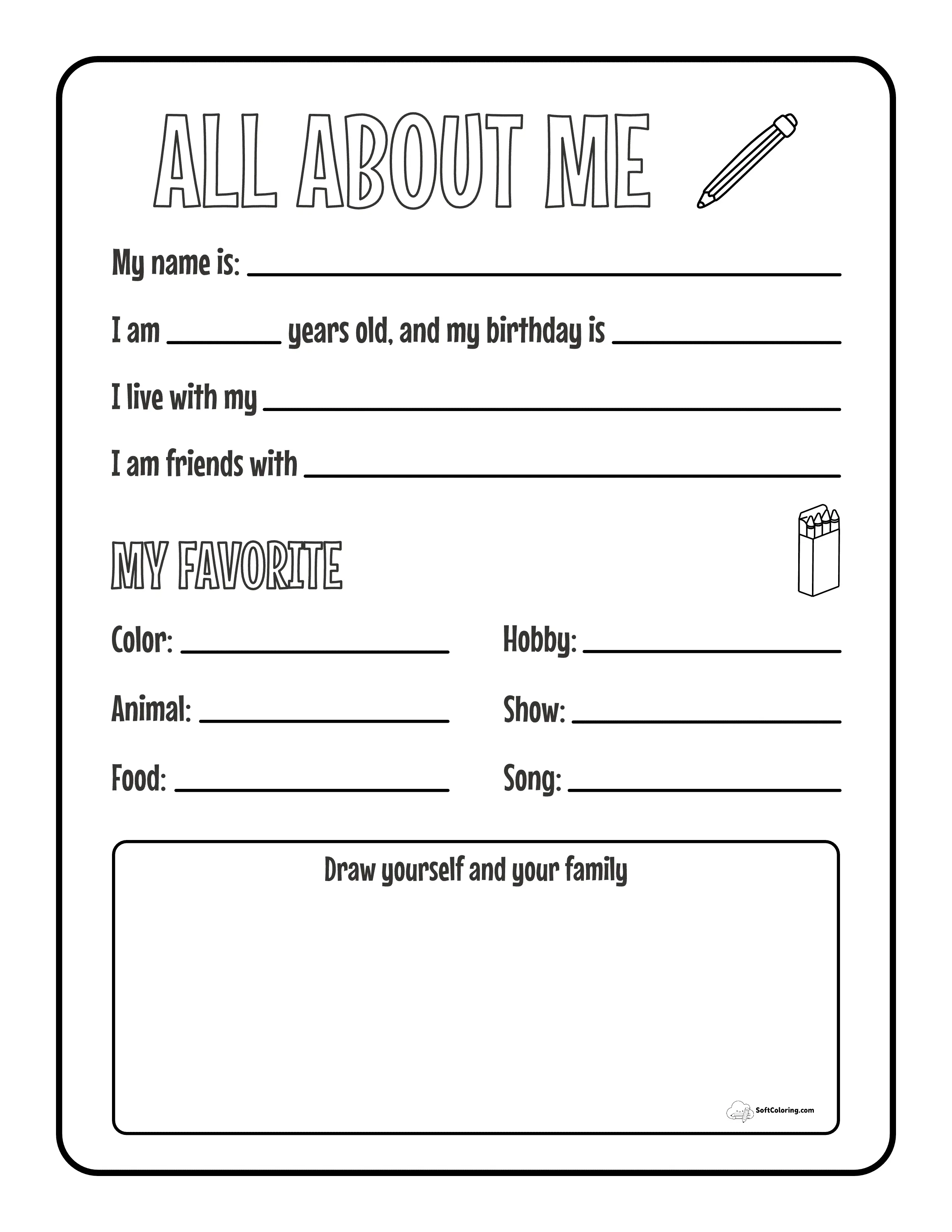 Simple All About Me Worksheet For Elementary Students