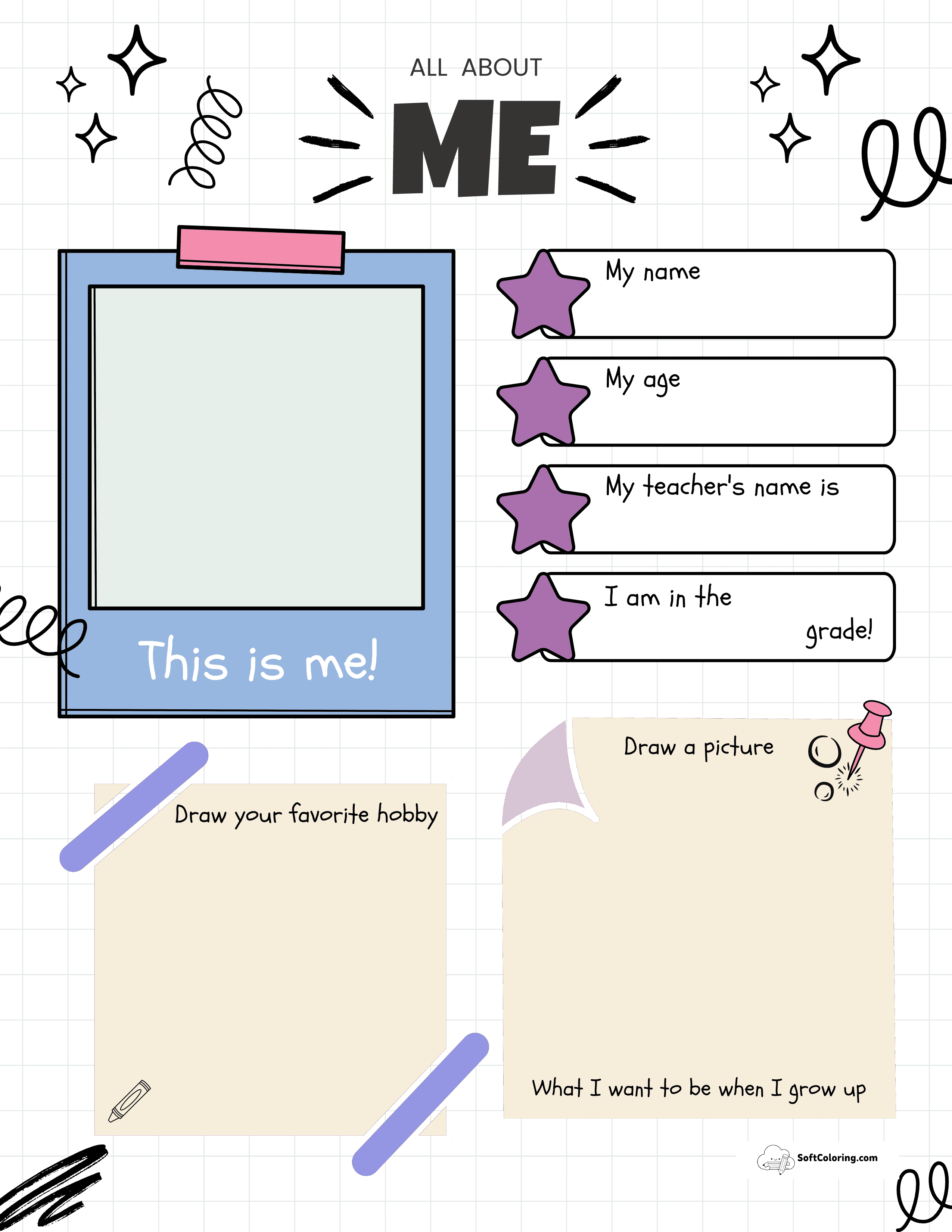Printable Colorful All About Me Worksheet