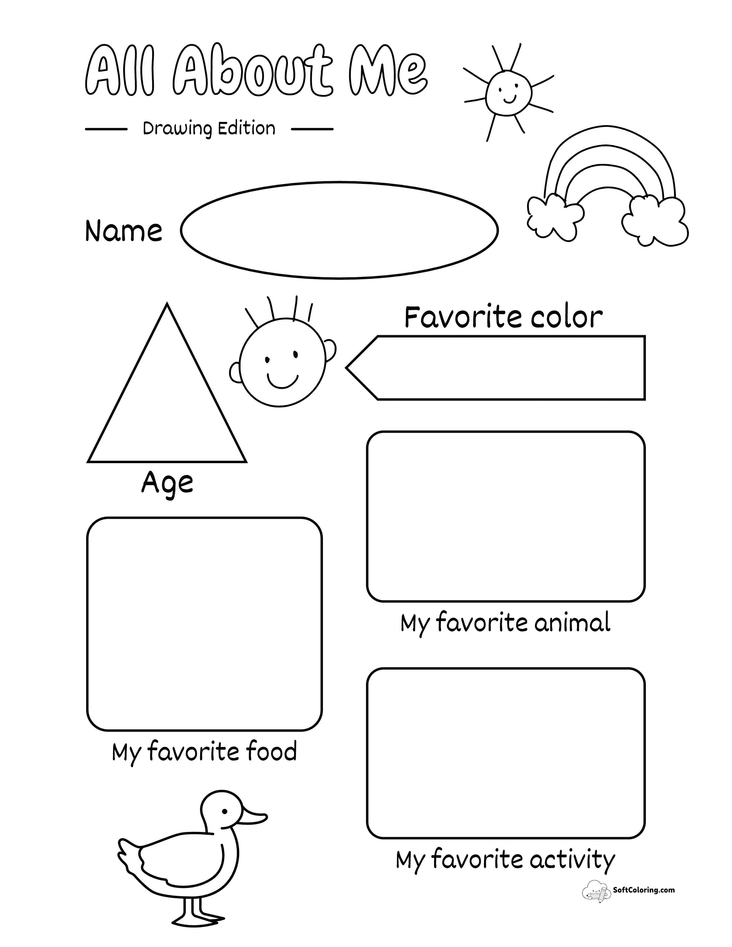 Printable All About Me Worksheet For Drawing