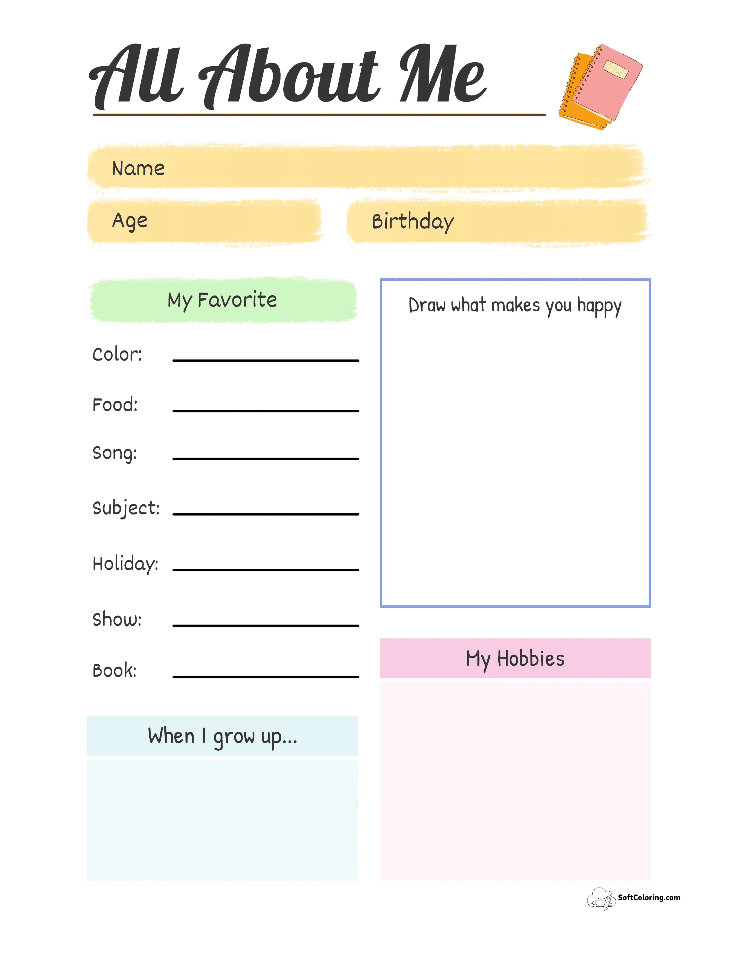 Playful Kindergarten All About Me Worksheet