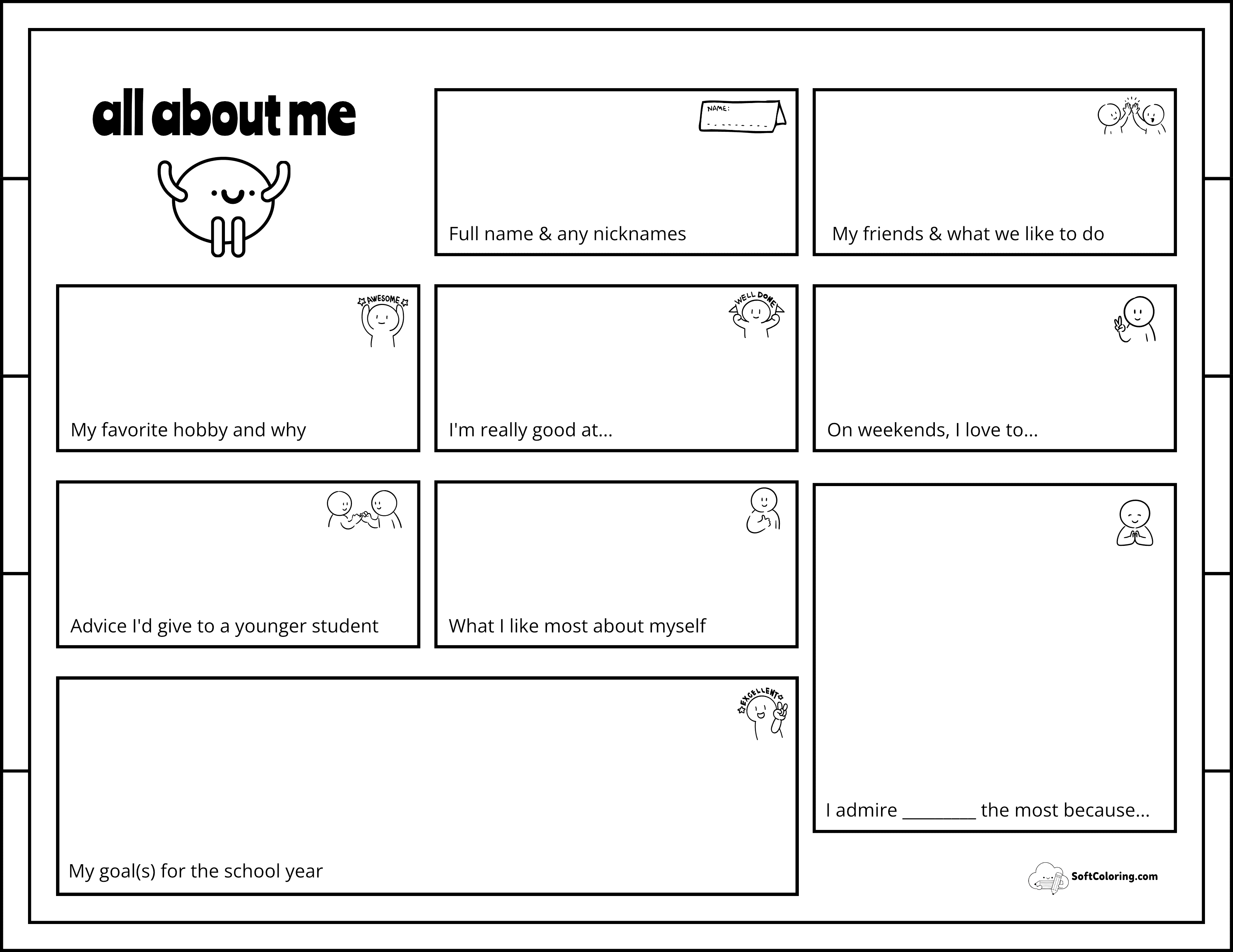 Printable All About Me Worksheet For Middle School