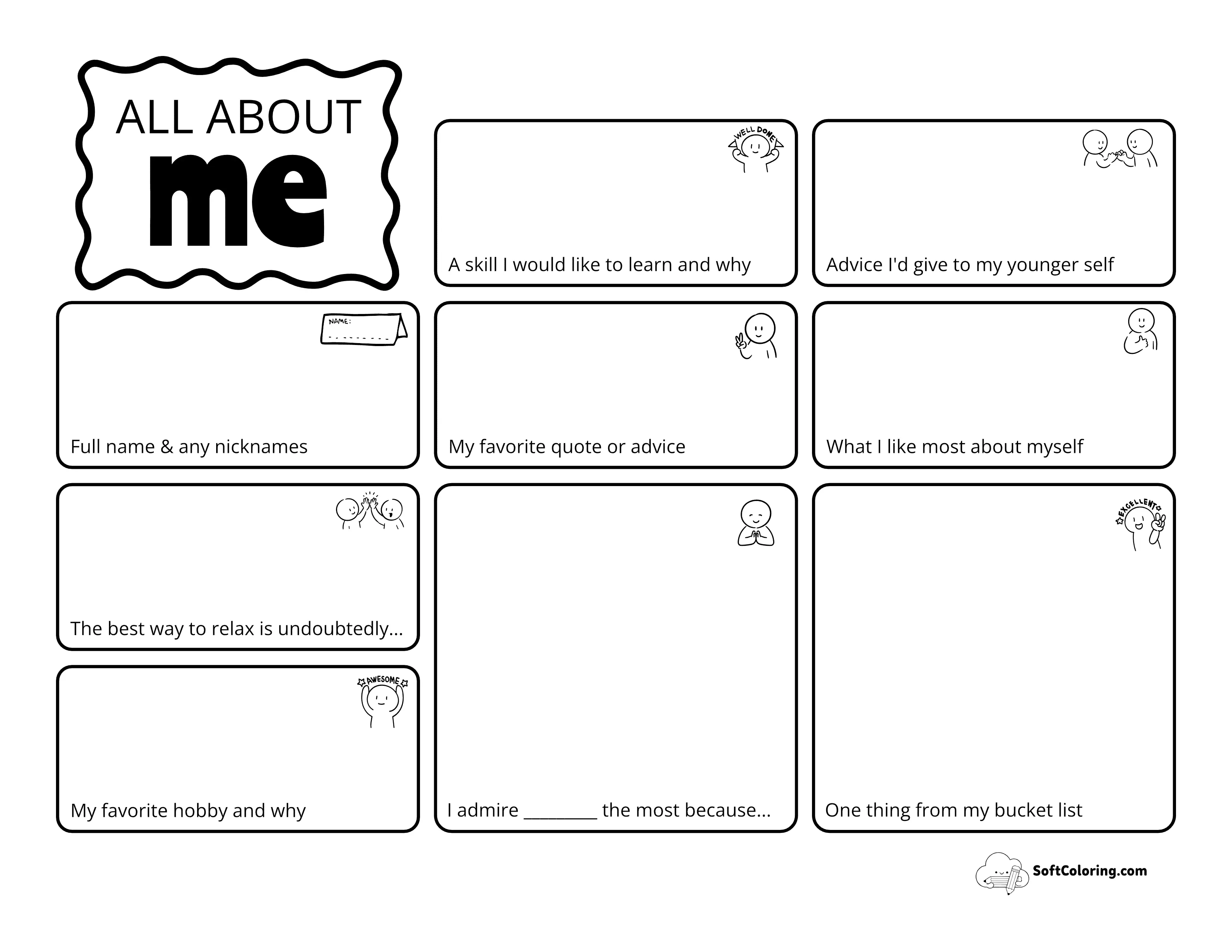 Fun All About Me Worksheet For Adults