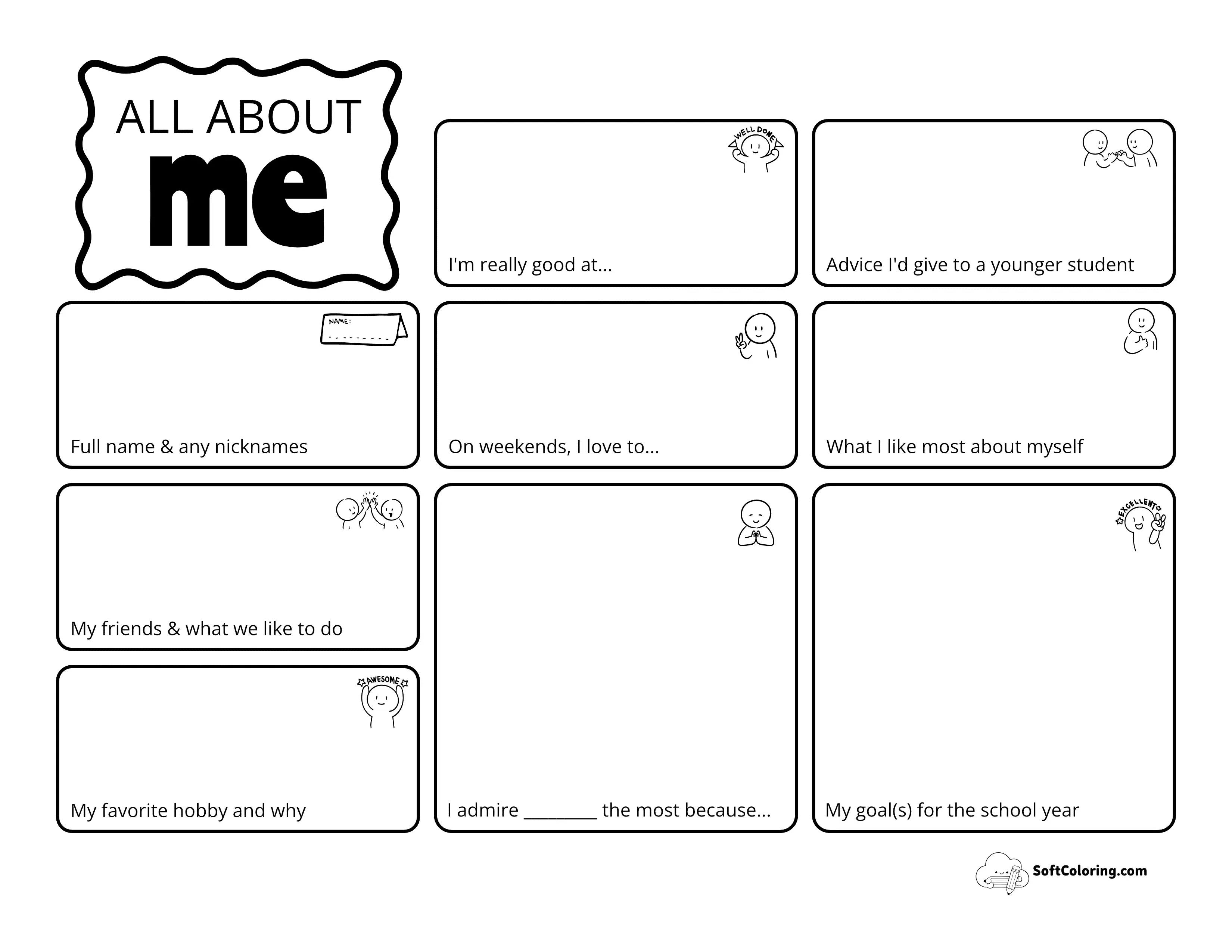 Landscape Printable Fun All About Me Worksheet