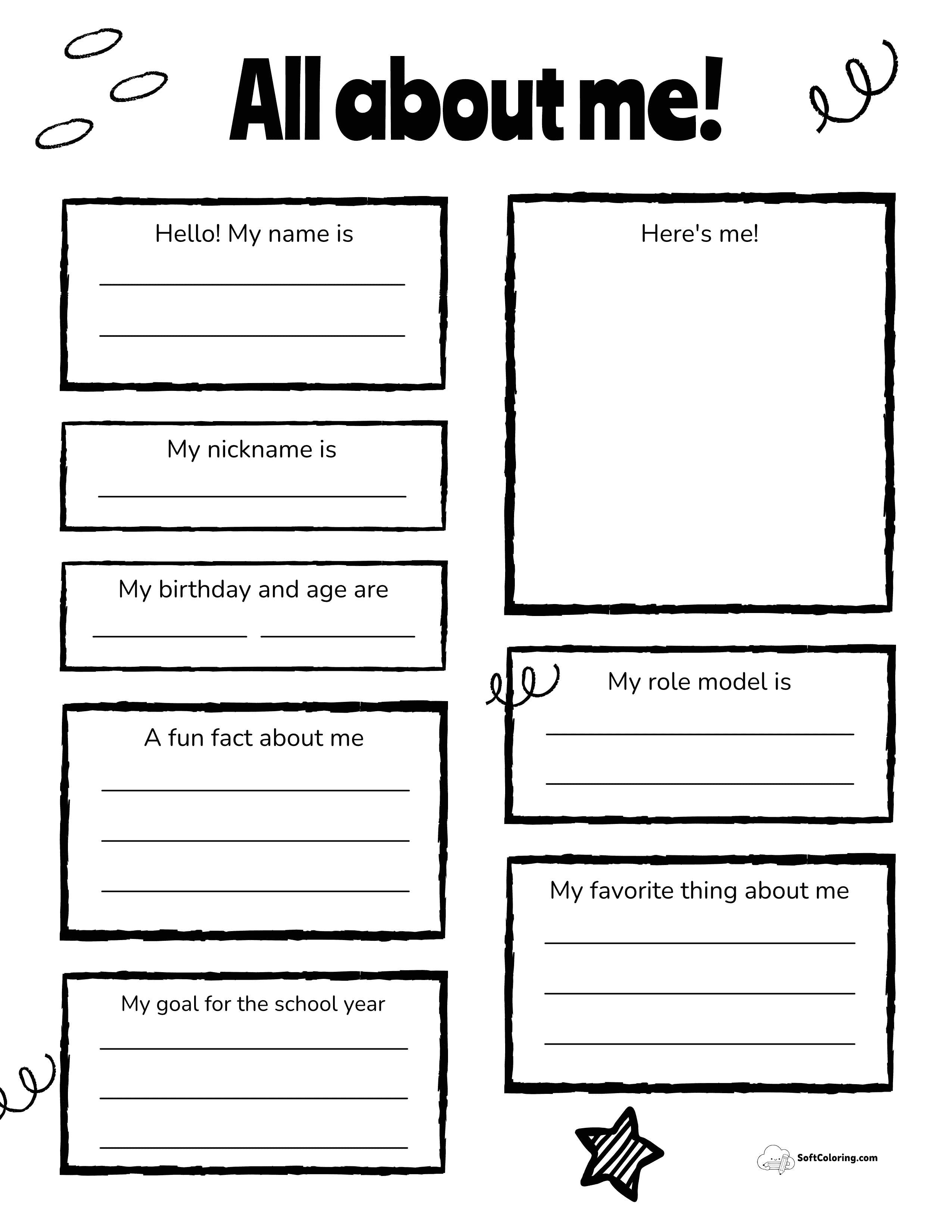 Printable All About Me Worksheet Poster