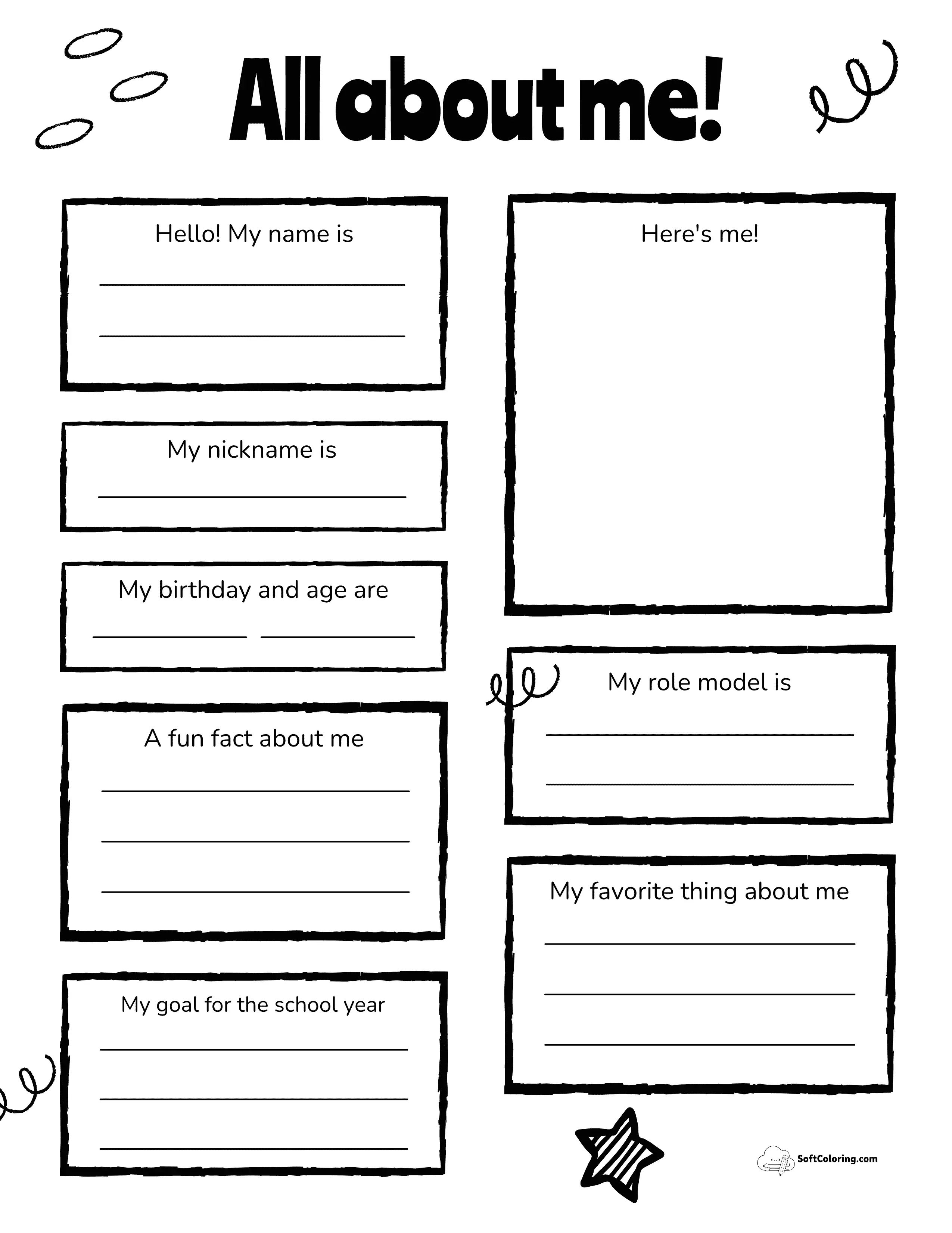 Printable All About Me Worksheet Poster
