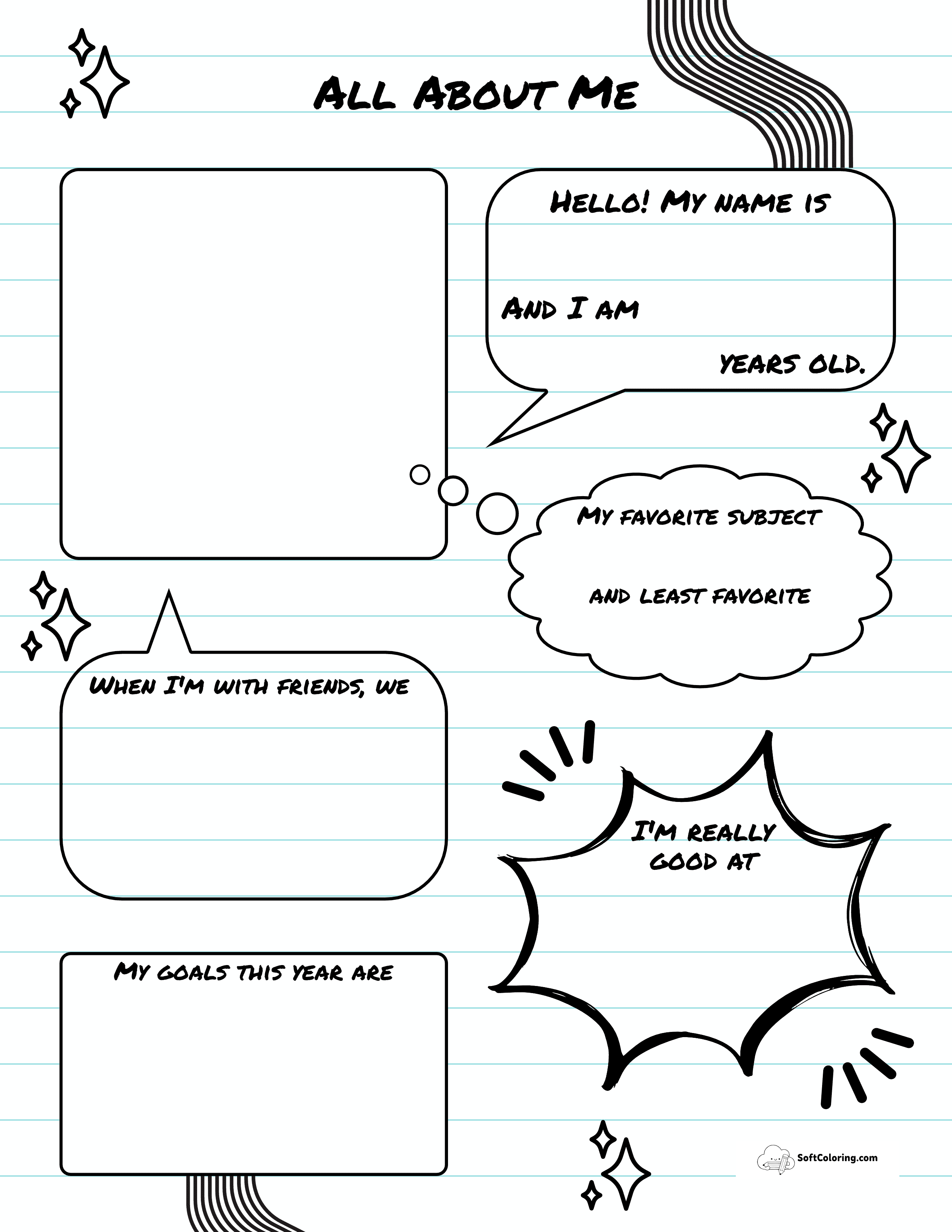 Comic-Style Bubble All About Me Worksheet